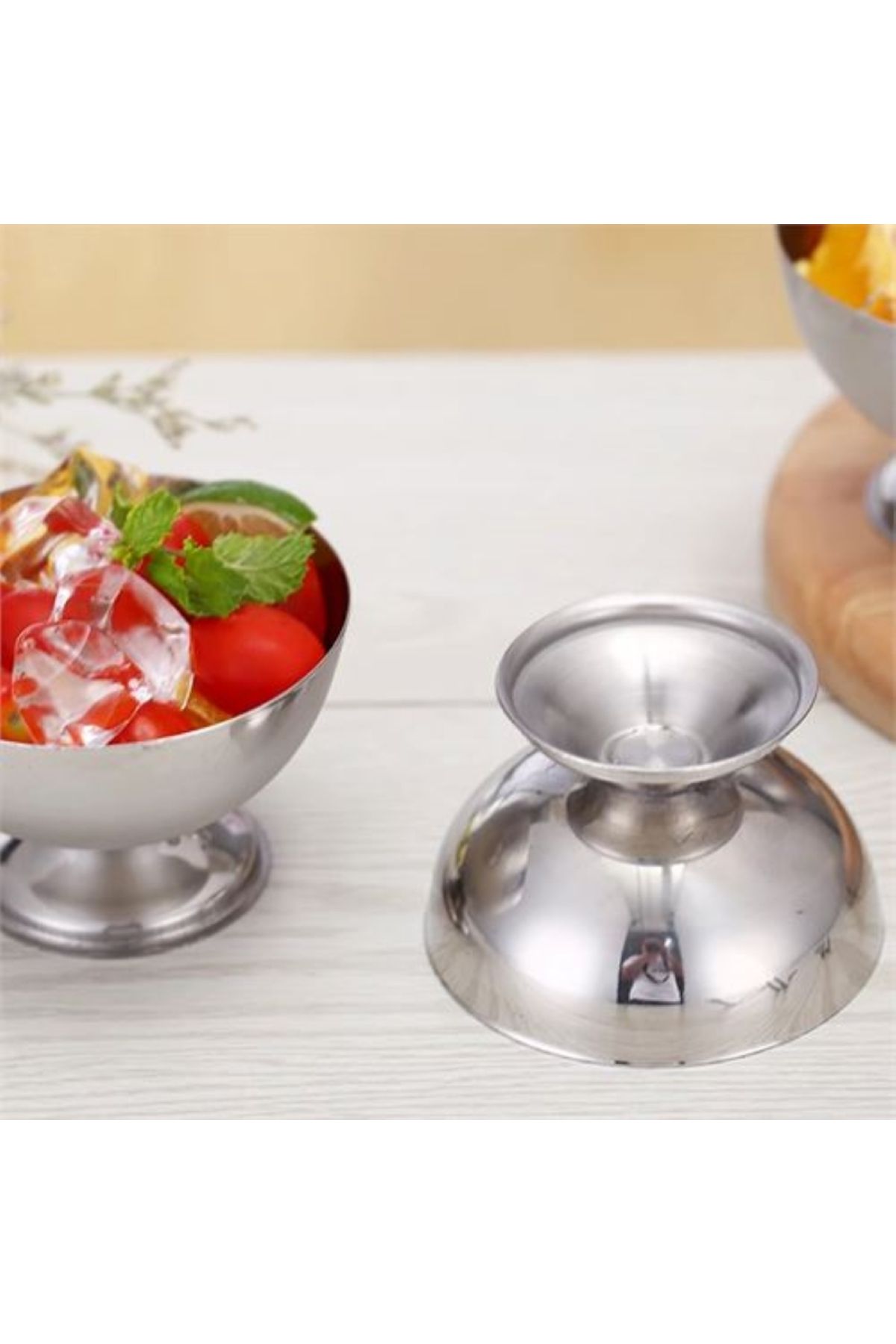 sui home 11 cm Büyük Boy Çelik Yuvarlak Dondurma Lokum Çerez Sunum Kasesi