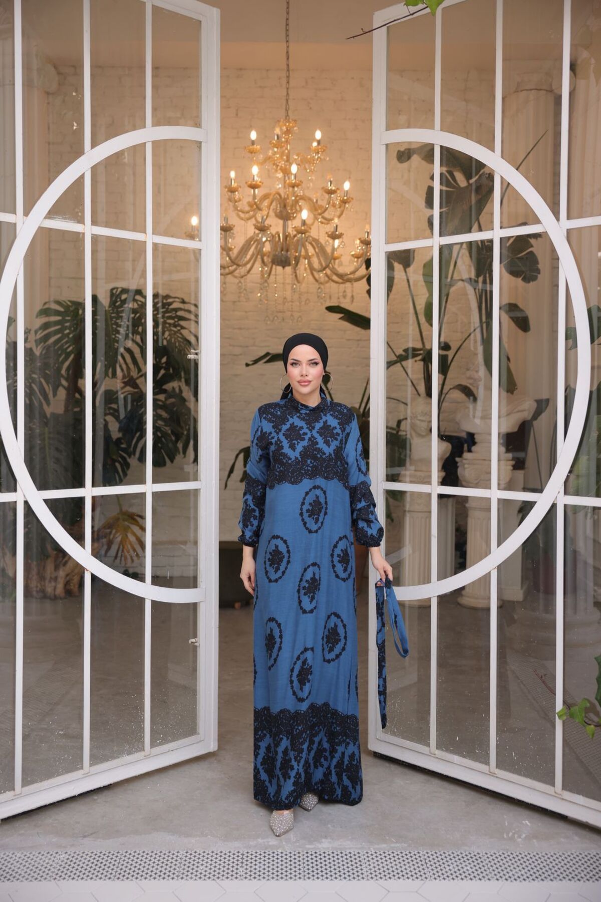 Nissra Ankanoor Barok Desenli Viskon Elbise Anka25zv5
