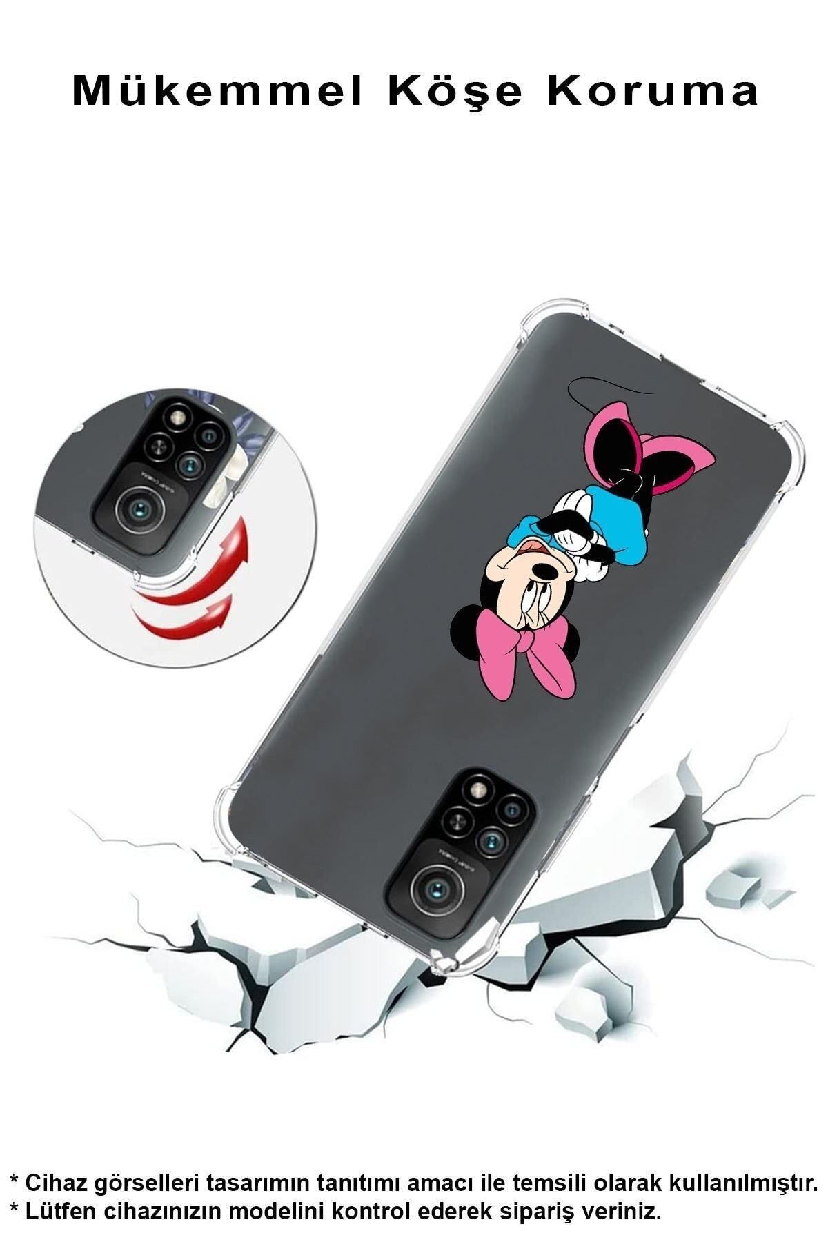 PrintiFy Samsung Galaxy S23 Ultra ile Uyumlu Köşe Korumalı Antişok Kapak Minnie Mouse Tasarımlı Kılıf