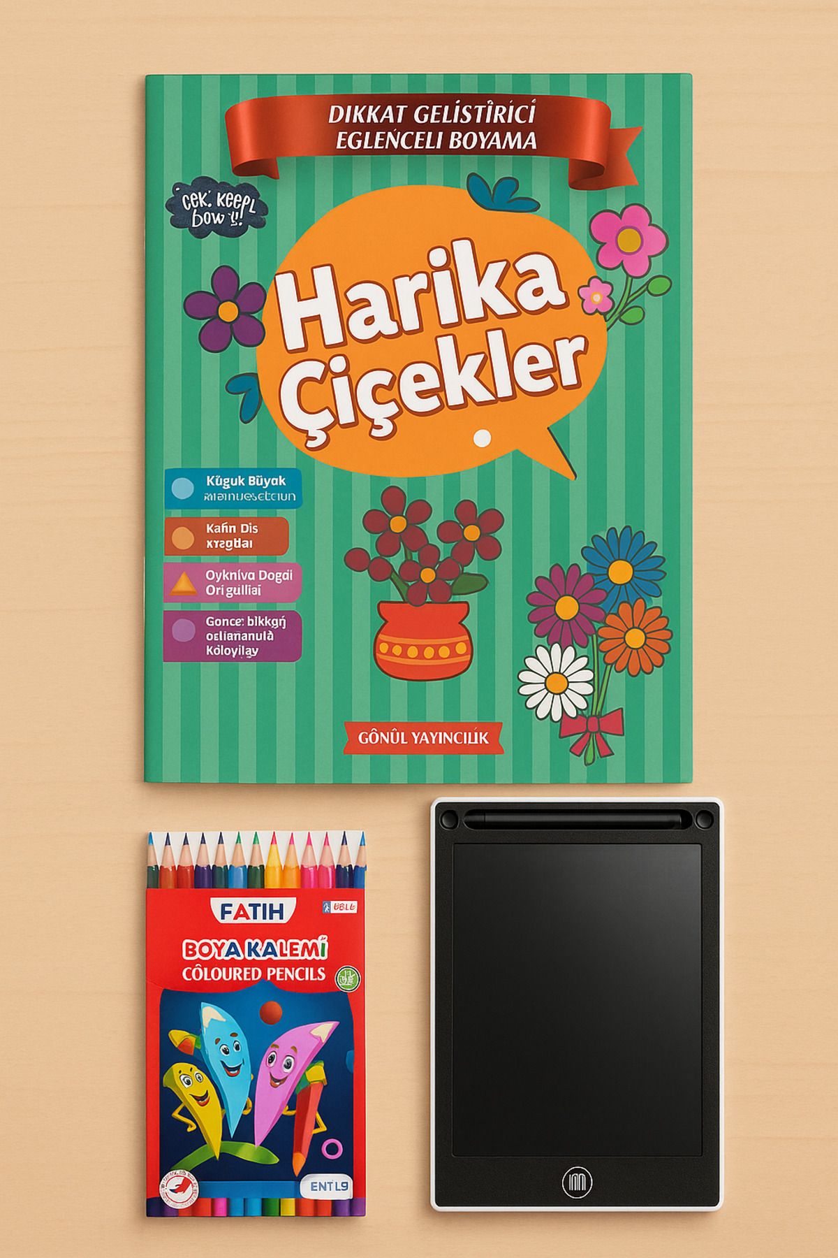 YLDZ A4 BOYUTUNDA EĞLENCELİ BOYAMA KİTABI FATİH KURU BOYA VE TABLET SETİ