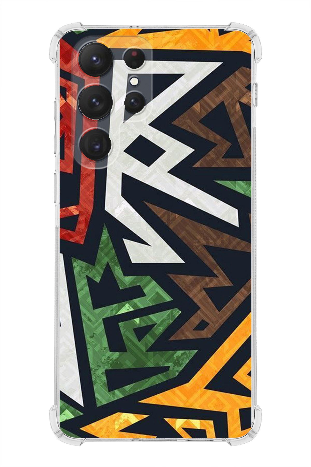 PrintiFy Samsung Galaxy S23 Ultra ile Uyumlu Köşe Korumalı Antişok Kapak Soyut Grafiti Tasarımlı Kılıf