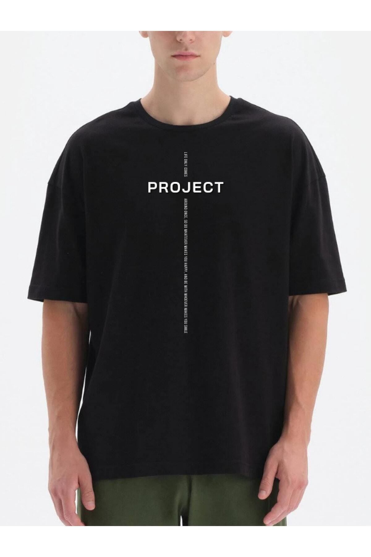 Pisa Art Project Dikey Baskılı Oversize Erkek T-shirt