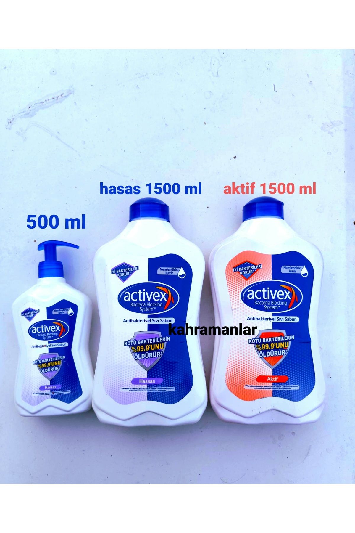 YEŞİLLİ STORE Sıvı sabun aktif ve hasas 1500aktif 1500 hasas 500ml