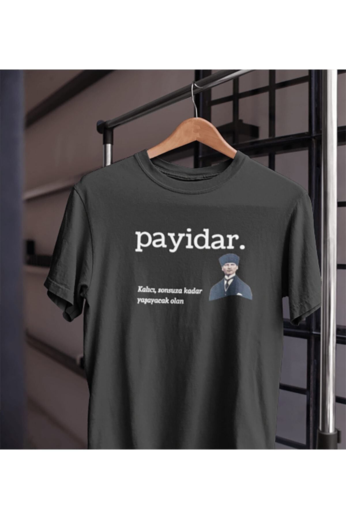 Pisa Art Unısex Kadın Erkek Atam Atatürk Payidar Kalıcı Sonsuz Siyah Beyaz Tasarım Baskılı %100 Pamuk T-shirt