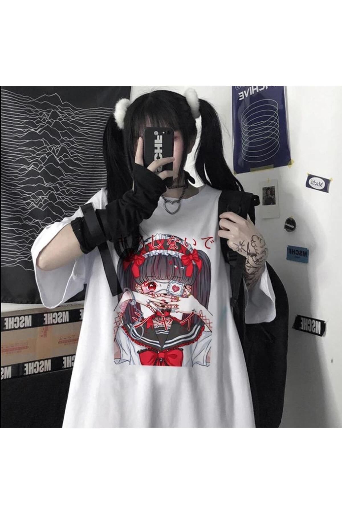 Pisa Art Anime Girl Loli Goth Beyaz (unisex) T-shirt