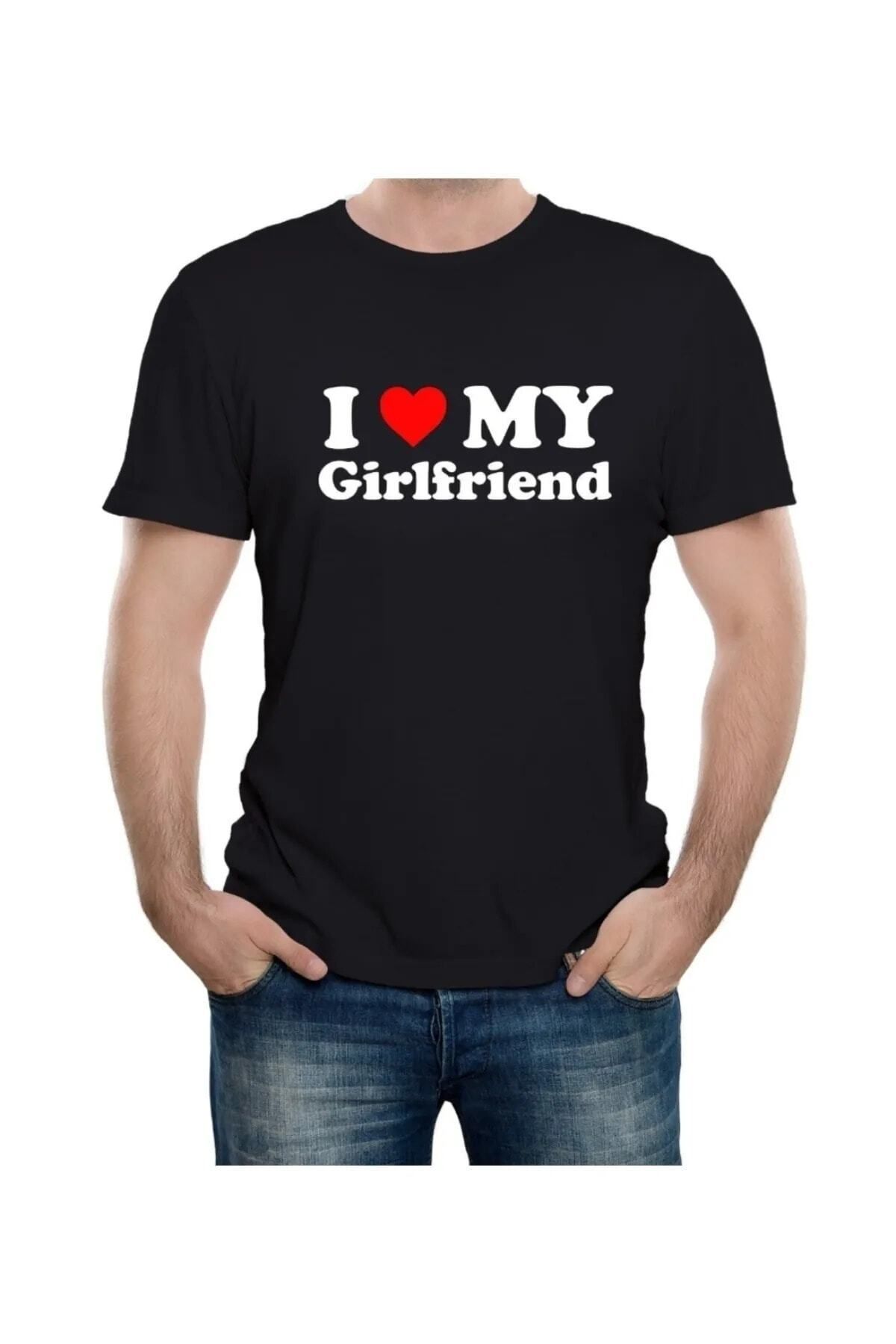 Pisa Art Erkek Oversize I Love My Girlfrıend Baskılı Tişört