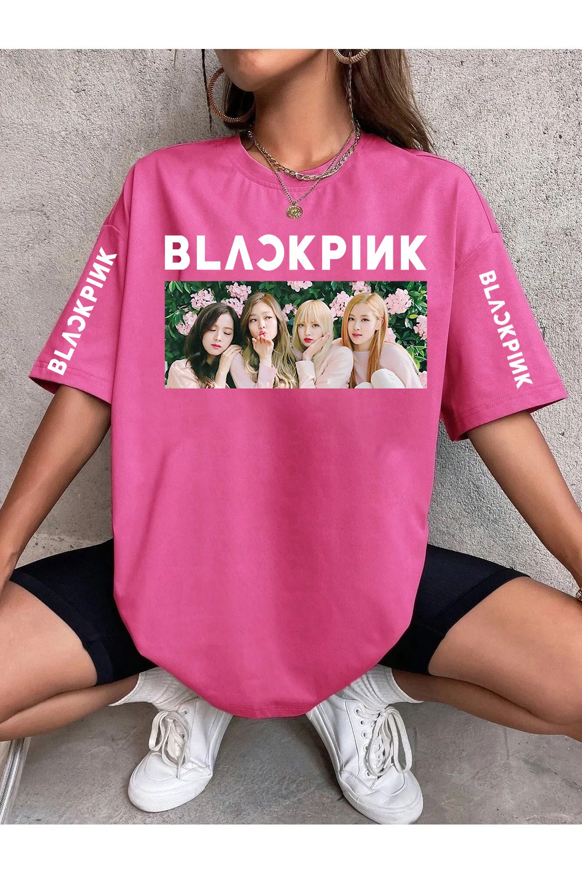 Pisa Art Blackpink Kol Ön Basklı T-shirt