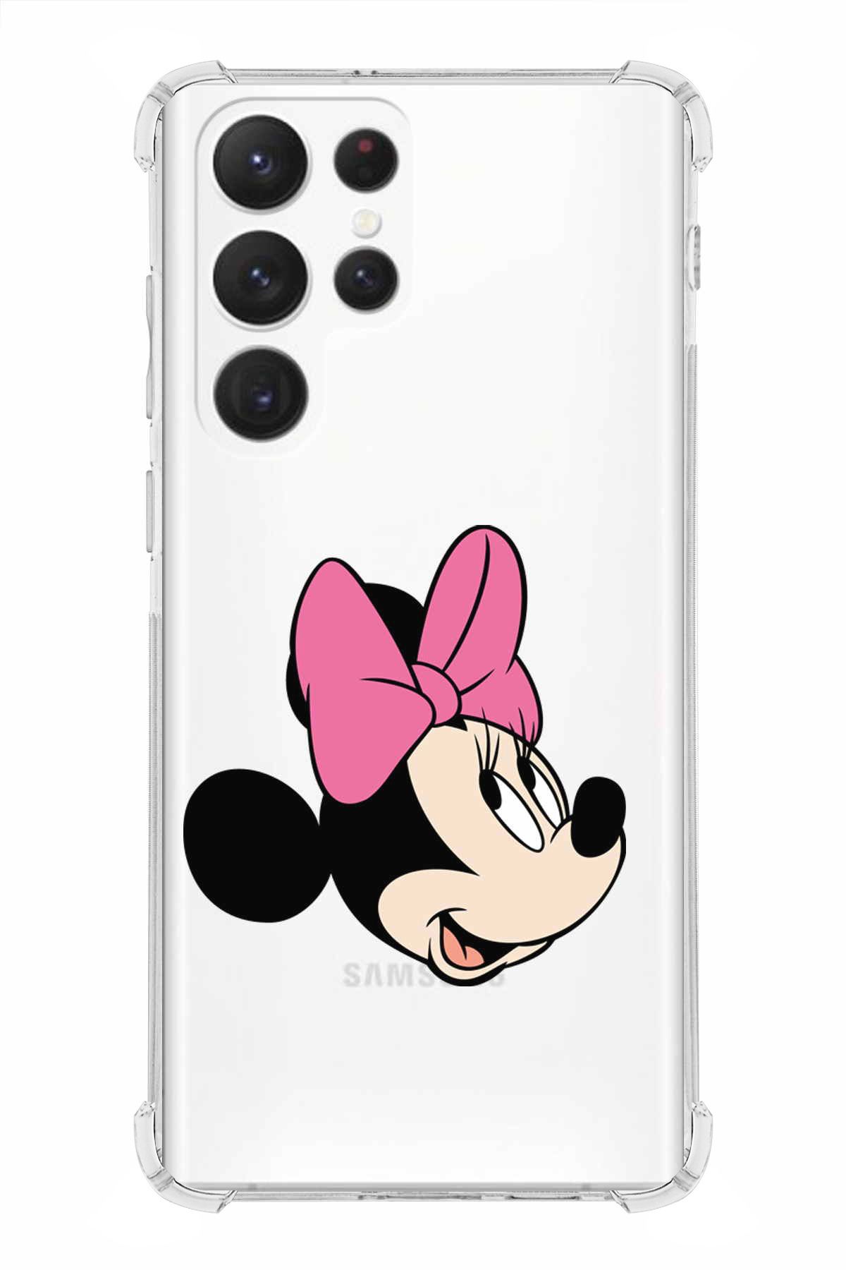 PrintiFy Samsung Galaxy S23 Ultra ile Uyumlu Köşe Korumalı Antişok Kapak Minnie Mouse Tasarımlı Kılıf