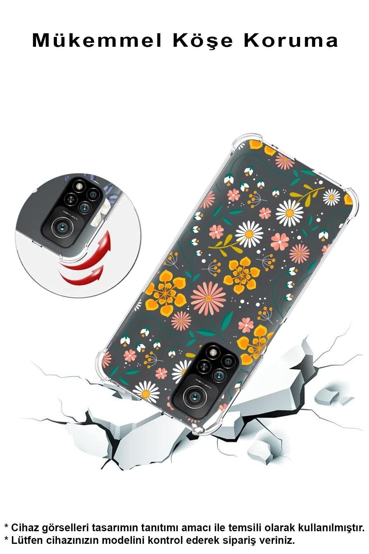 PrintiFy Samsung Galaxy S23 Ultra ile Uyumlu Köşe Korumalı Antişok Kapak Çiçek Tasarımlı Kılıf