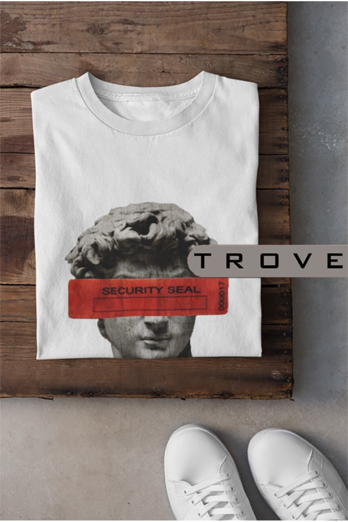 Pisa Art Unısex Kadın Erkek Mitoloji Tanrı Sansür %100 Pamuk Baskılı Siyah Beyaz T-shirt