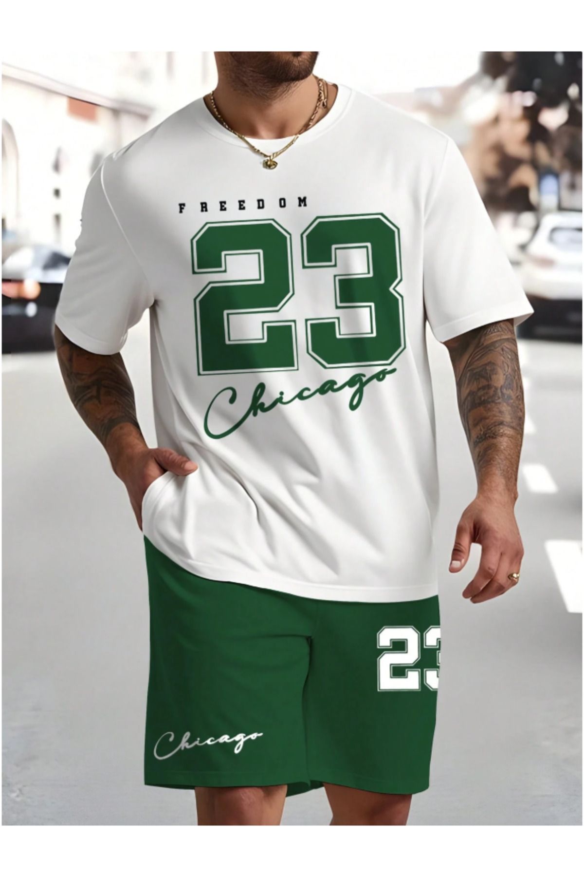 Bolders Outdoors Chicago Baskılı Tişört ve Şort Alt-Üst Takım 2'li Set