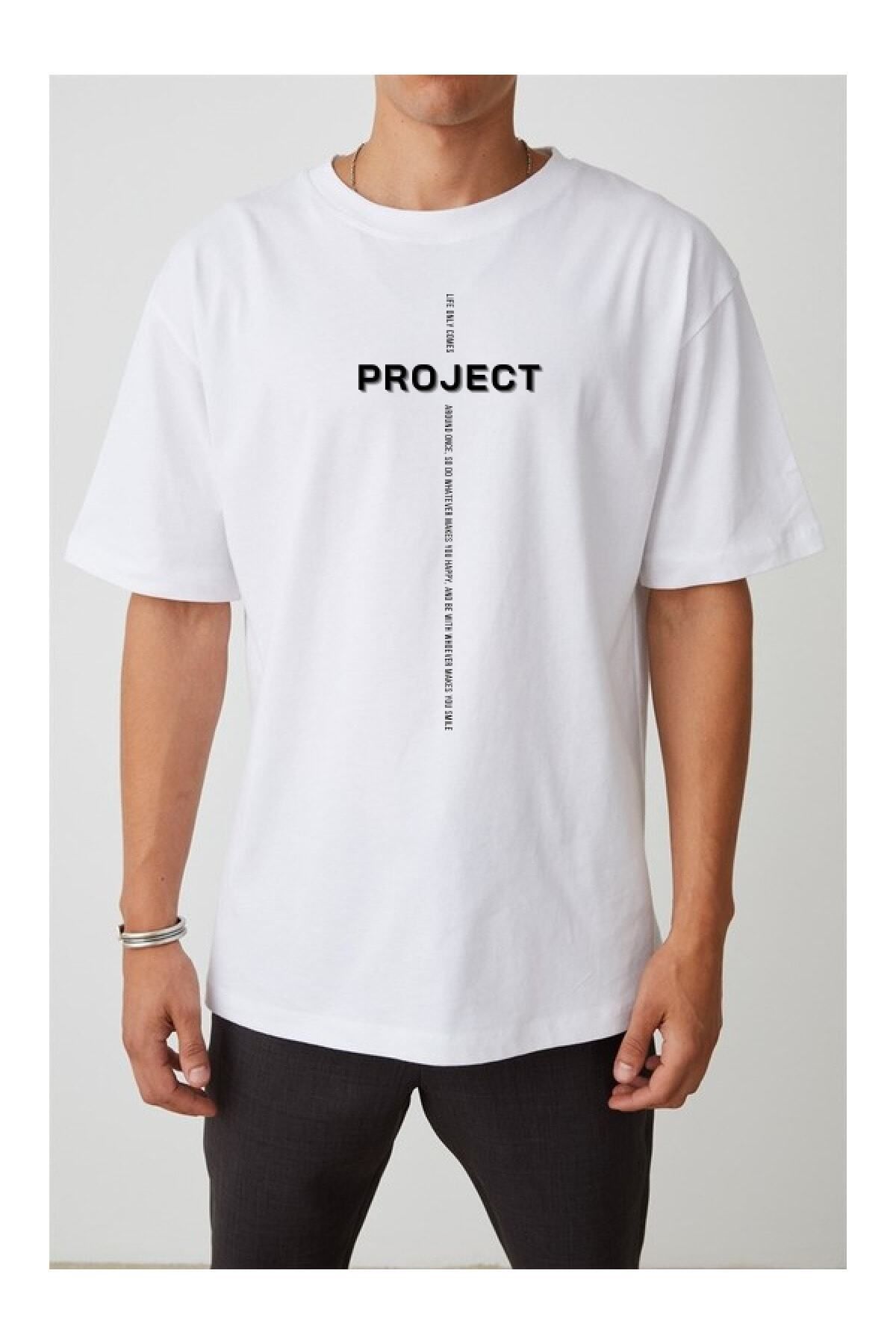 Pisa Art Project Dikey Baskılı Oversize Erkek T-shirt