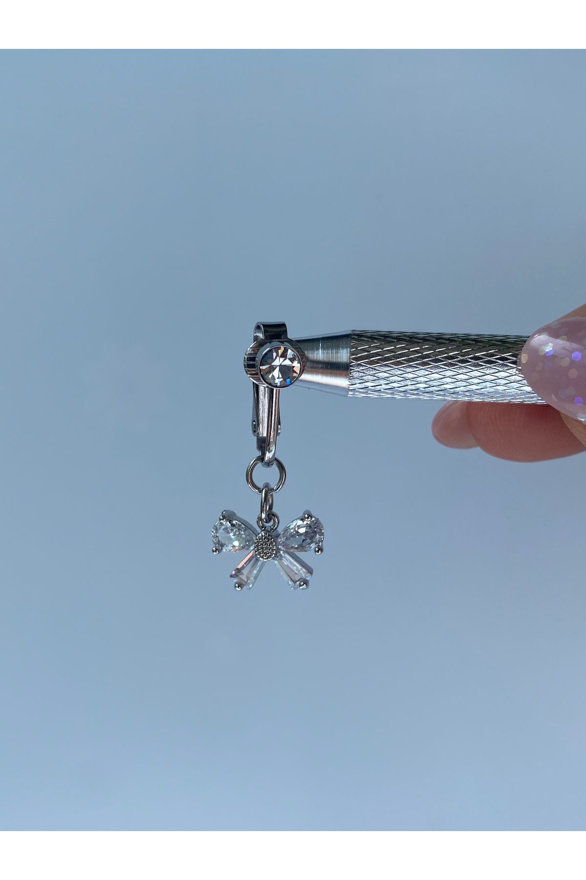 kurukafagift Çelik Göbek Piercing Mıknatıslı Deliksiz Kullanım Sıkıştırmalı Fiyonk Model