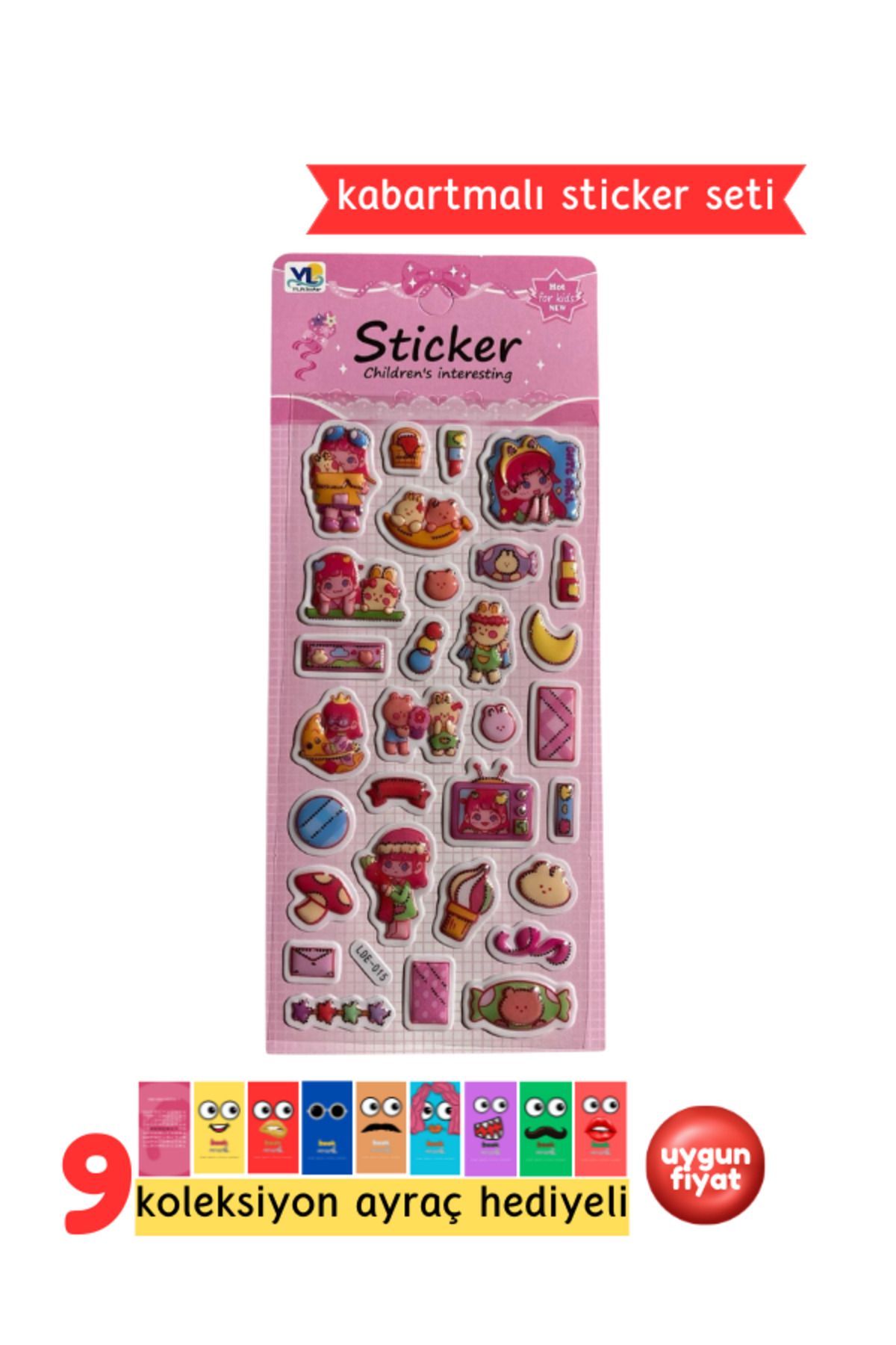 Pembe Pasaj Pembe Kawaii Sticker – Kabartmalı 3D Sticker Etiket - Defter Laptop Ajanda Bullet Journal Sticker