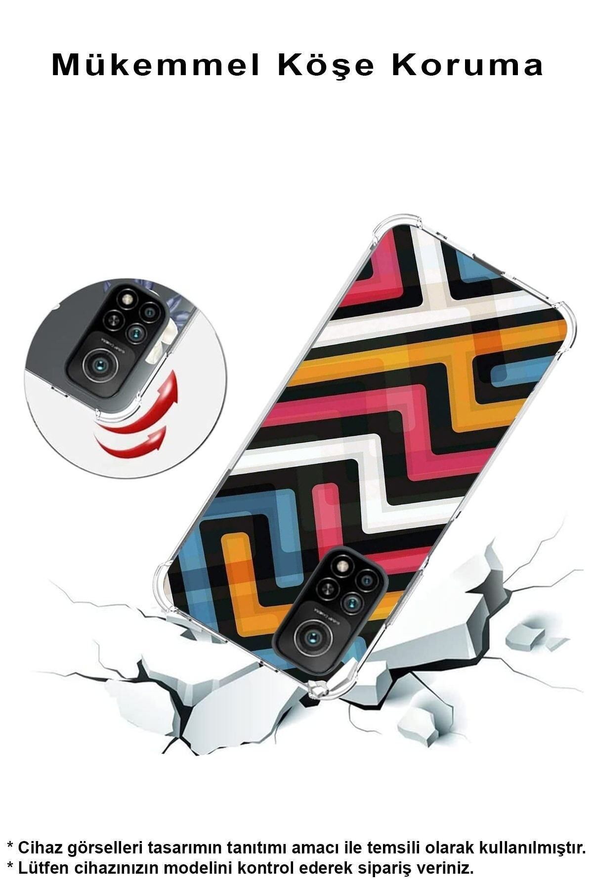 PrintiFy Samsung Galaxy S23 Ultra ile Köşe Korumalı Antişok Kapak Labirent Grafiti Tasarımlı Kılıf