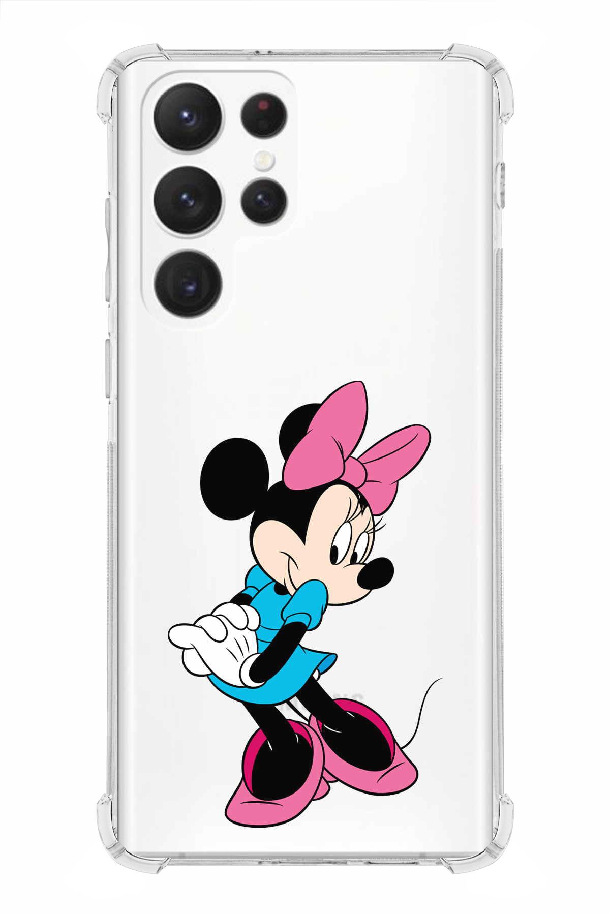 PrintiFy Samsung Galaxy S23 Ultra ile Uyumlu Köşe Korumalı Antişok Kapak Minnie Mouse Tasarımlı Kılıf