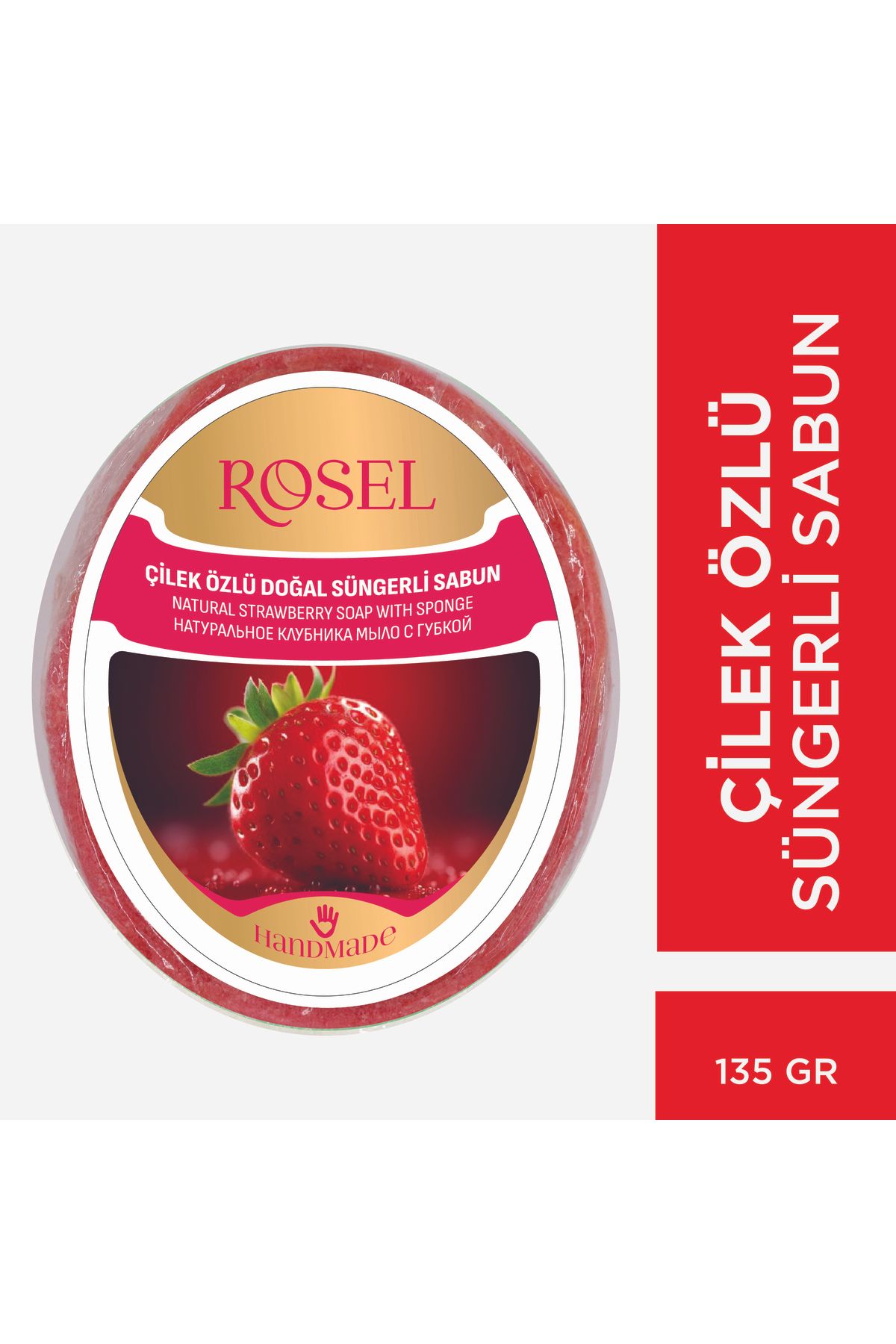 rosel Çilek Özlü Süngerli Doğal Sabun