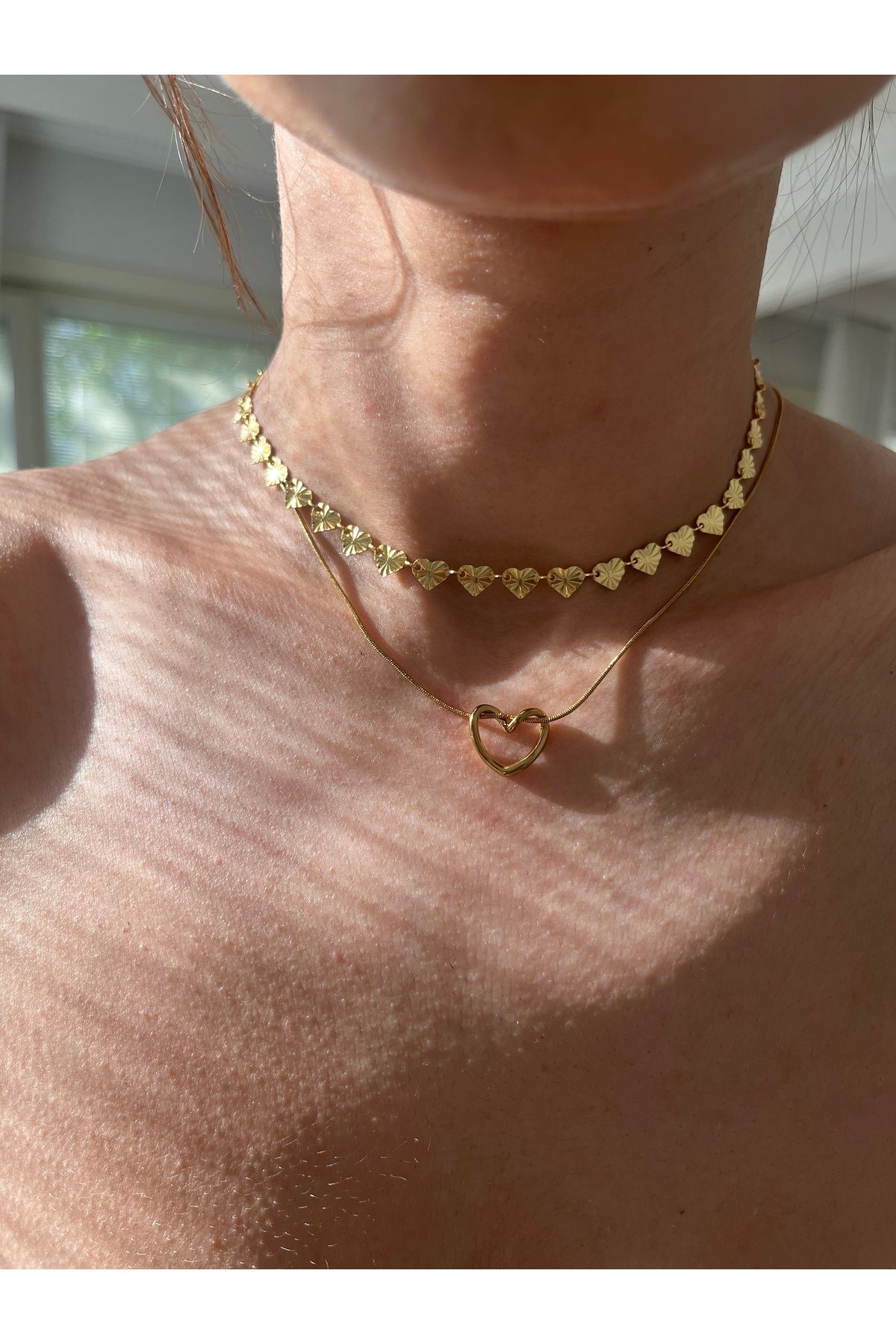 Hoop jewelery çelik zincir kalp kolye