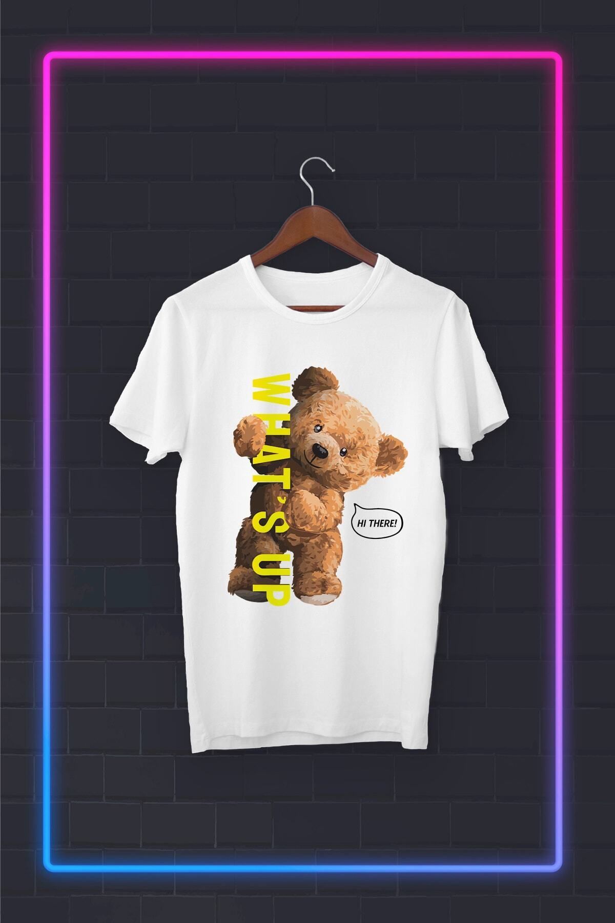 Pisa Art Beyaz -tedi What's Up- Vip Tasarım Tshirt