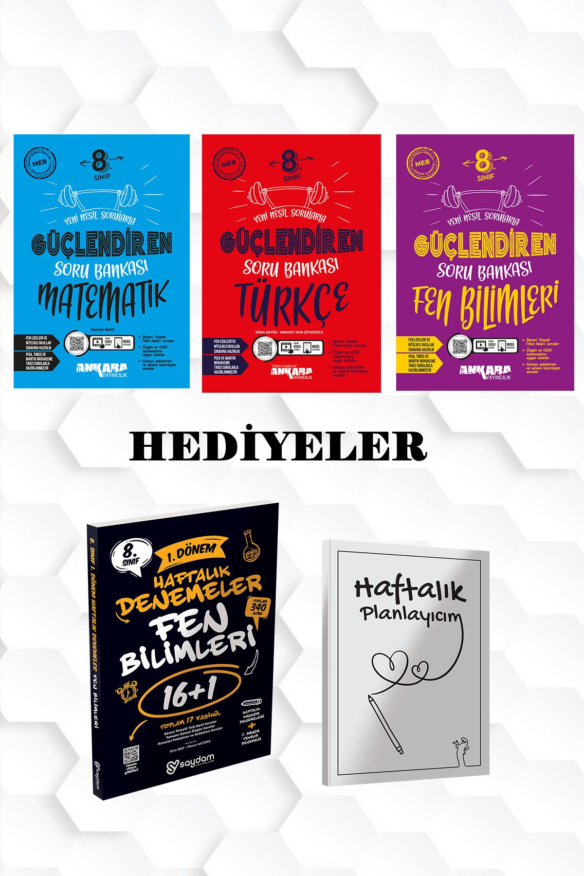 Saydam Yayınları ANKARA YAY-MATEMATİK,TÜRKÇE,FEN BİLİMLERİ GÜÇLENDİREN SORU BANKALARI VE SAYDAM FEN BİLİM HAFT.DENEME