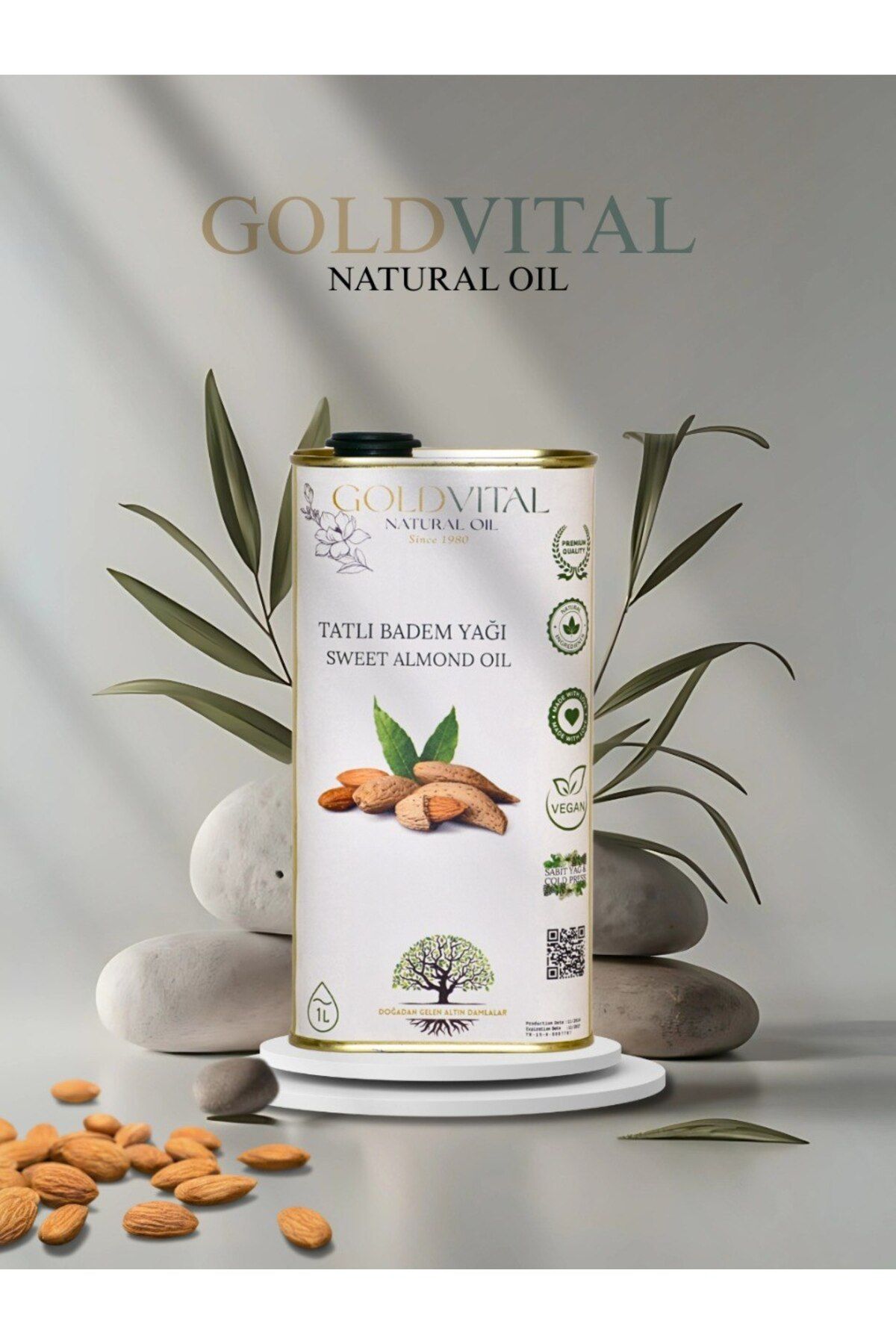 GOLD VİTAL SHOP BADEM YAĞI 1 LT - SOĞUK SIKIM, SAF & DOĞAL ÜRÜNLER