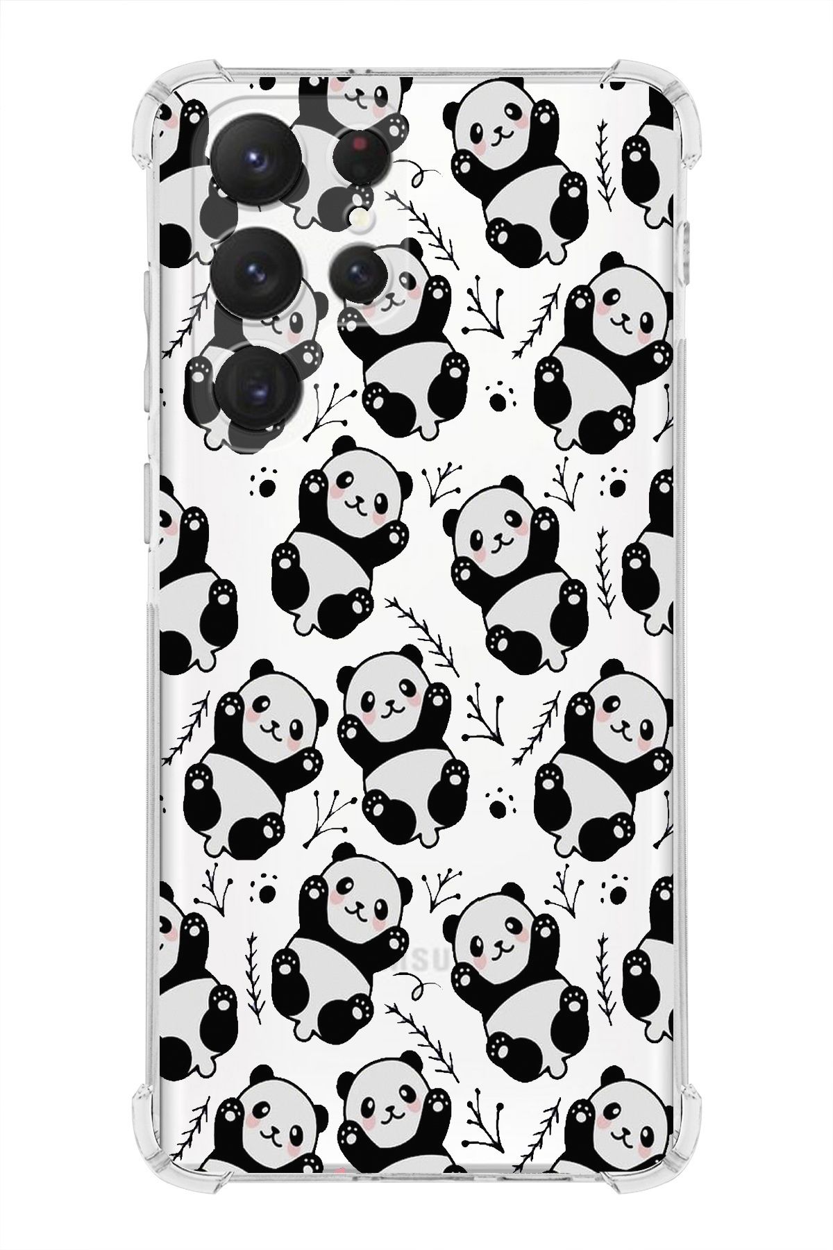 PrintiFy Samsung Galaxy S23 Ultra ile Uyumlu Köşe Korumalı Antişok Kapak Panda Tasarımlı Kılıf