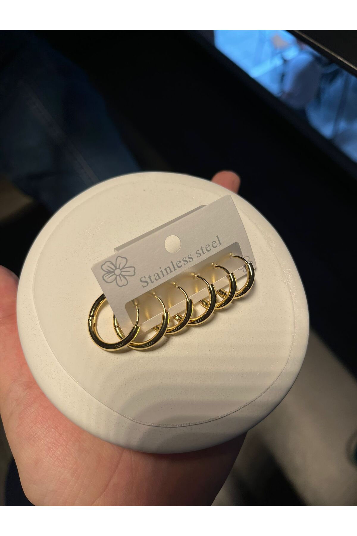 BeGa store Kadın çelik 6lı gold halka küpe