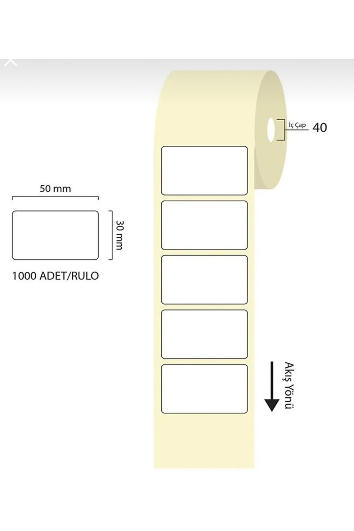 AYSAN ETİKET AySan Etiket Boş Yapışkanlı Kuşe Etiket 50mm X 30mm