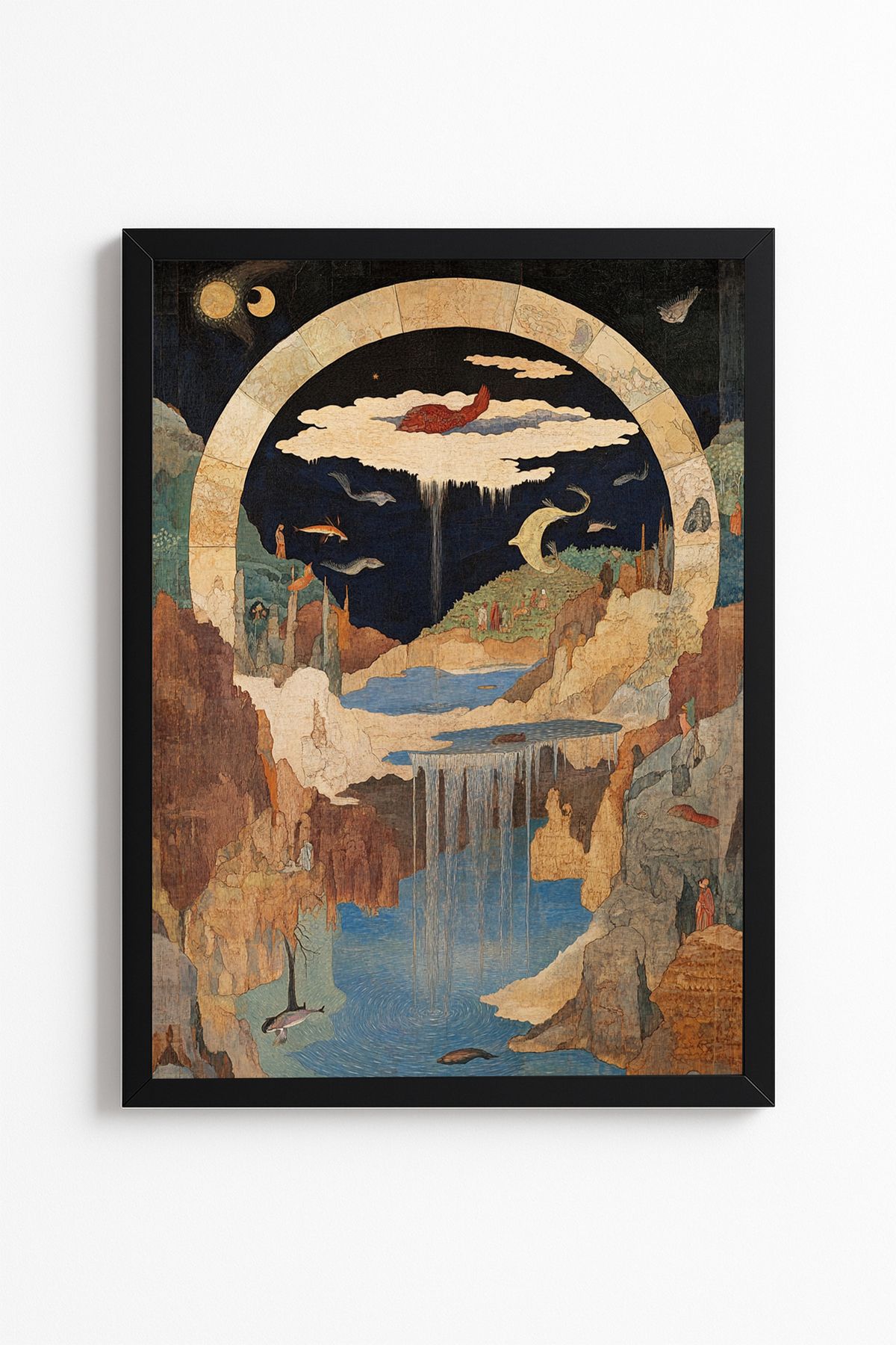 Patte Kozmik Şelale – Soyut Fantastik Doğa Temalı Poster - Çerçevesiz Duvar Poster Yüksek Kaliteli Tablo