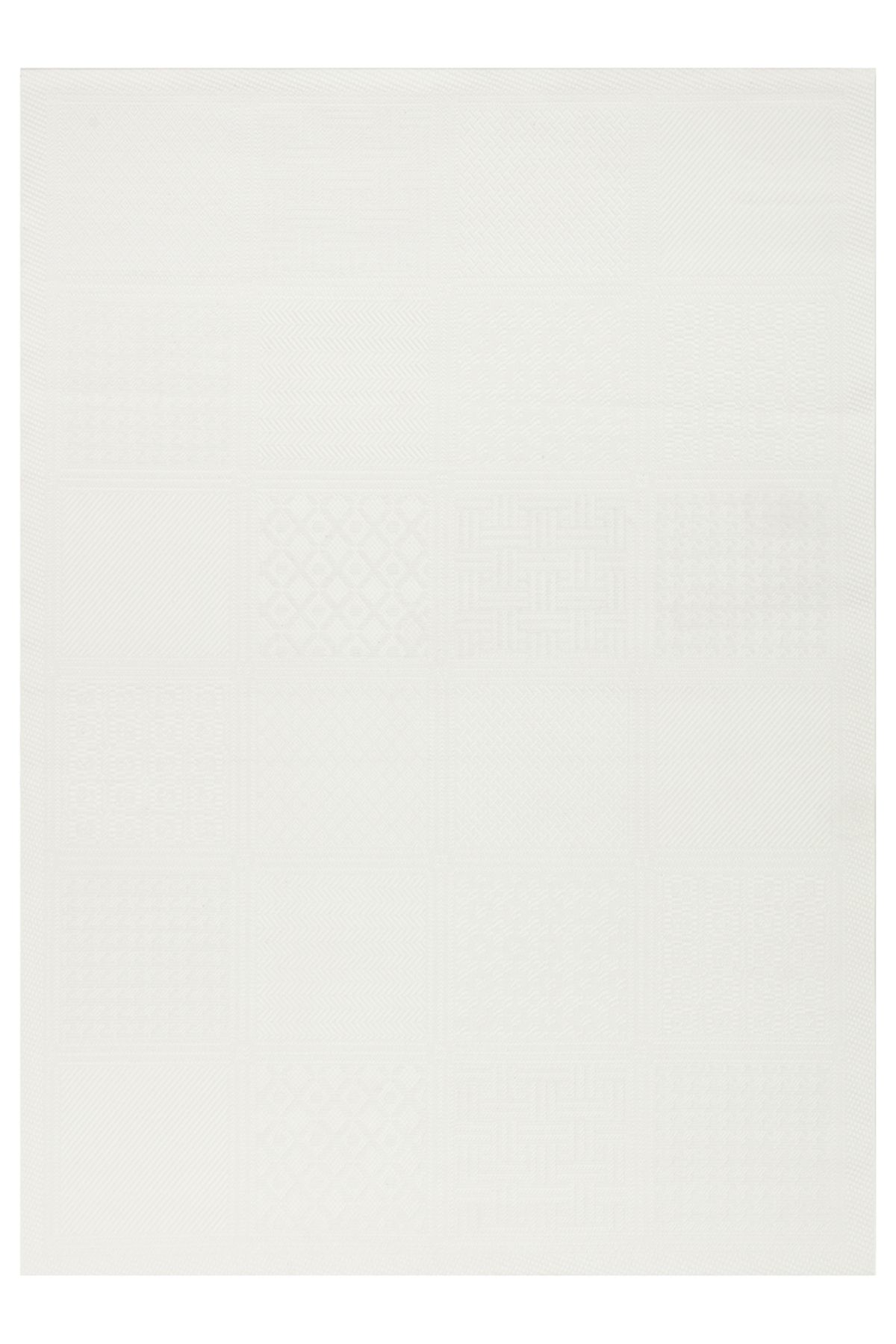 Neşem Halı Boutique Mono Lux MNO LUX 02 White Yıkanabilir Kaymaz Tabanlı Modern Desenlere Sahip İnce Halı