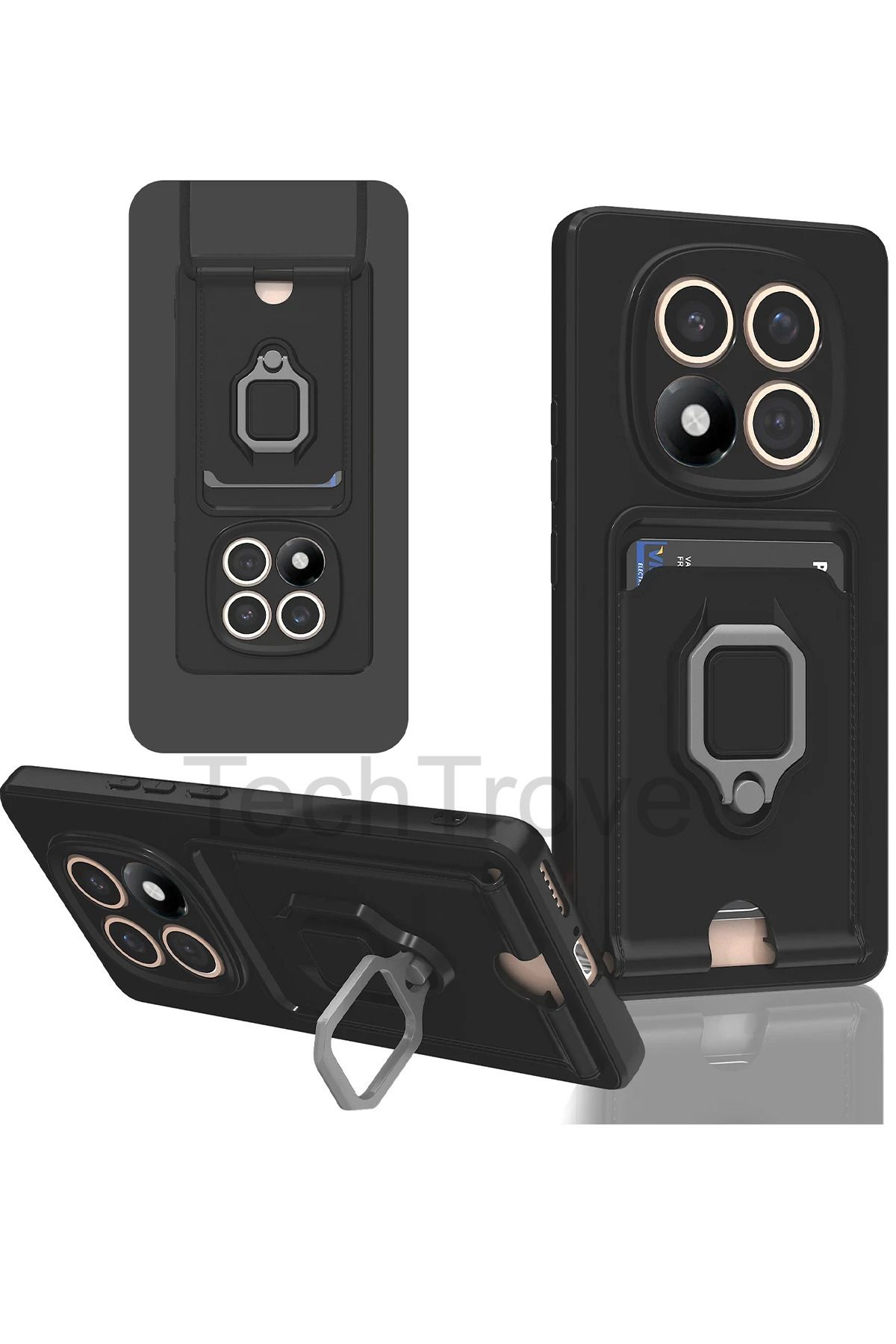TechTrove Poco X7 Kılıf Kamera Koruma Sürgülü Kartvizitli Kartlıklı Standlı İpli Renkli Kapak