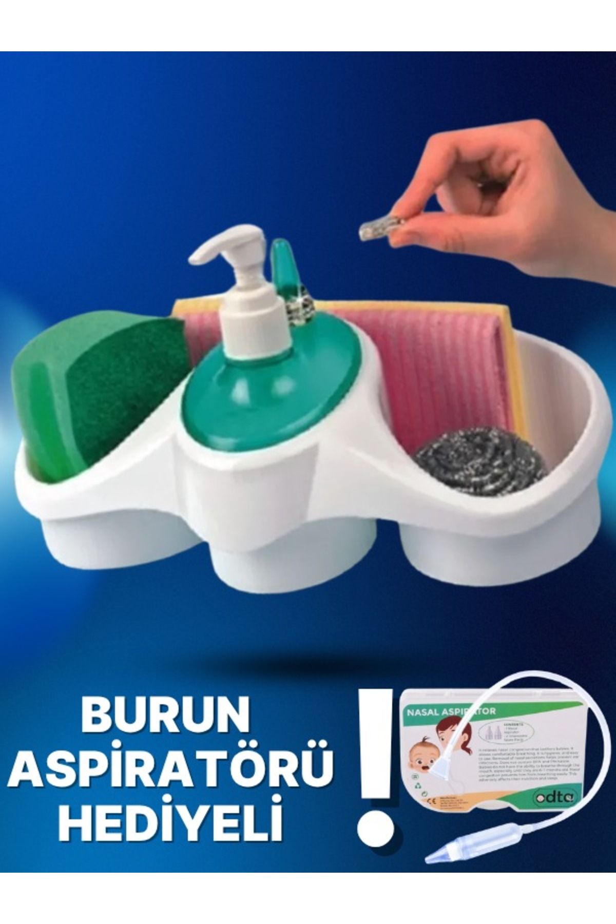 ODTA Pratik Sabunluk Süngerlik yüzük aparatlı - Nasal aspiratör hediyeli