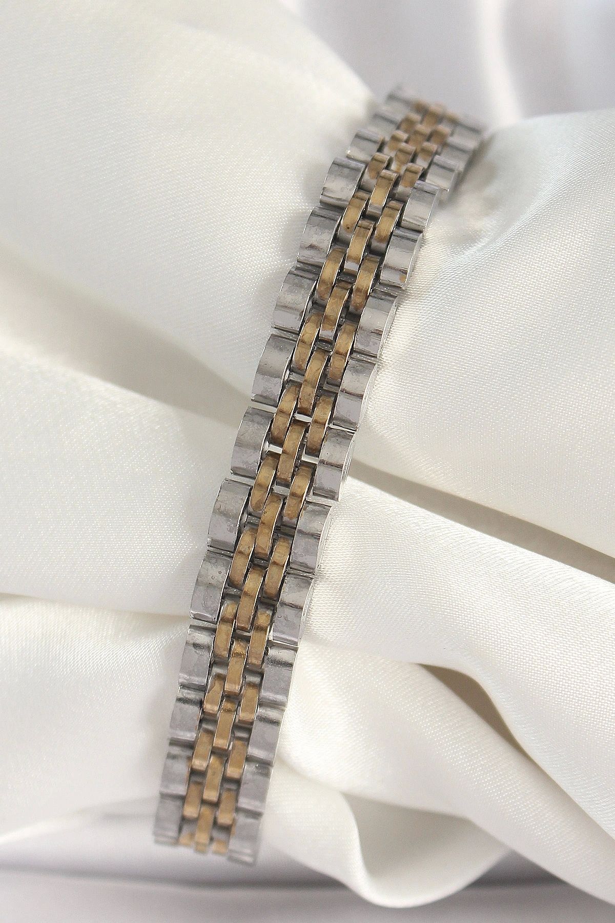OurStyles 316L Çelik Gold Gümüş Renk Zincir Model Erkek Bileklik - TJ-EB3720
