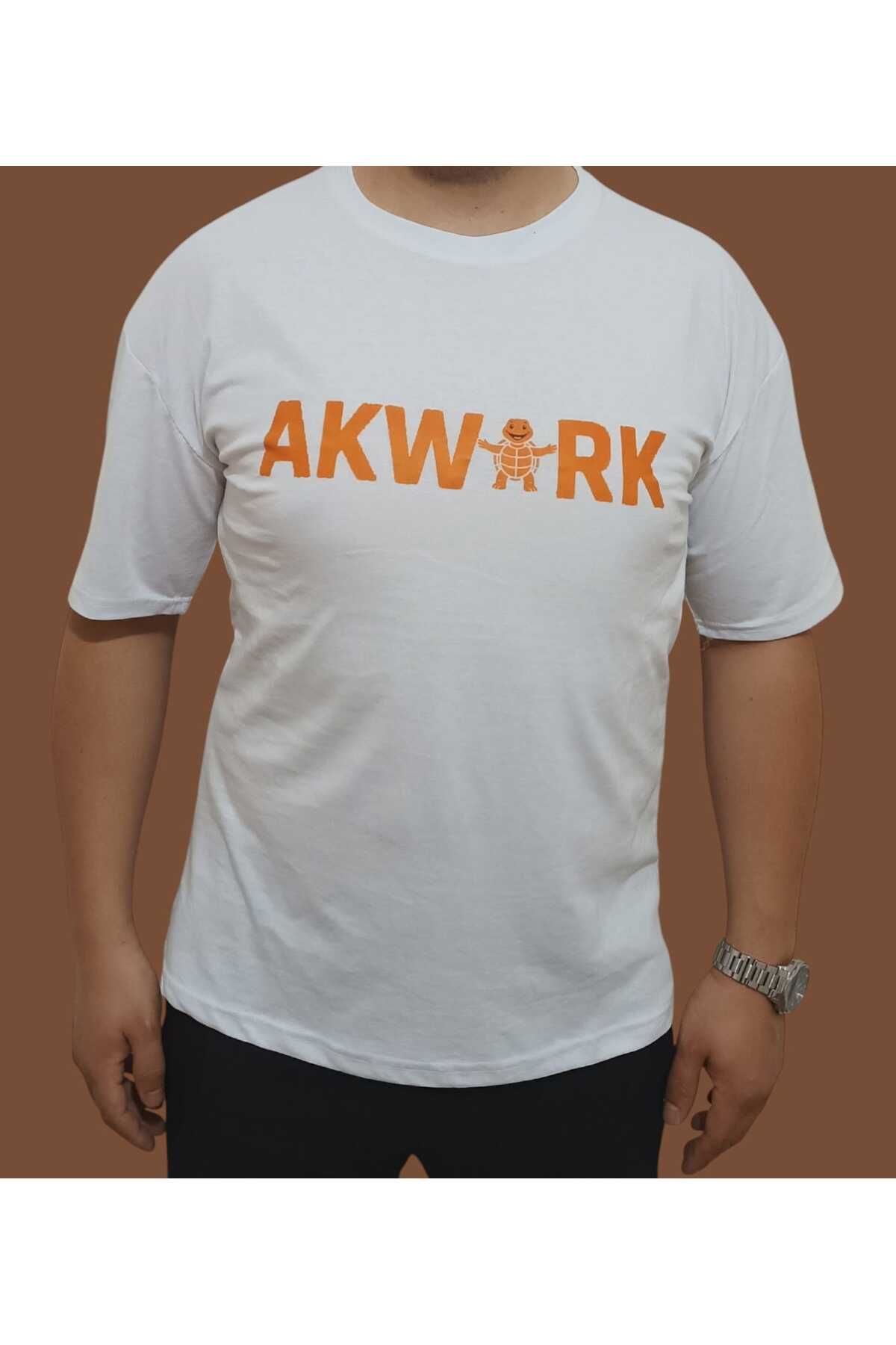 shop BİSİKLET YAKA OVERSİZE AKWORK BASKILI T-SHİRT