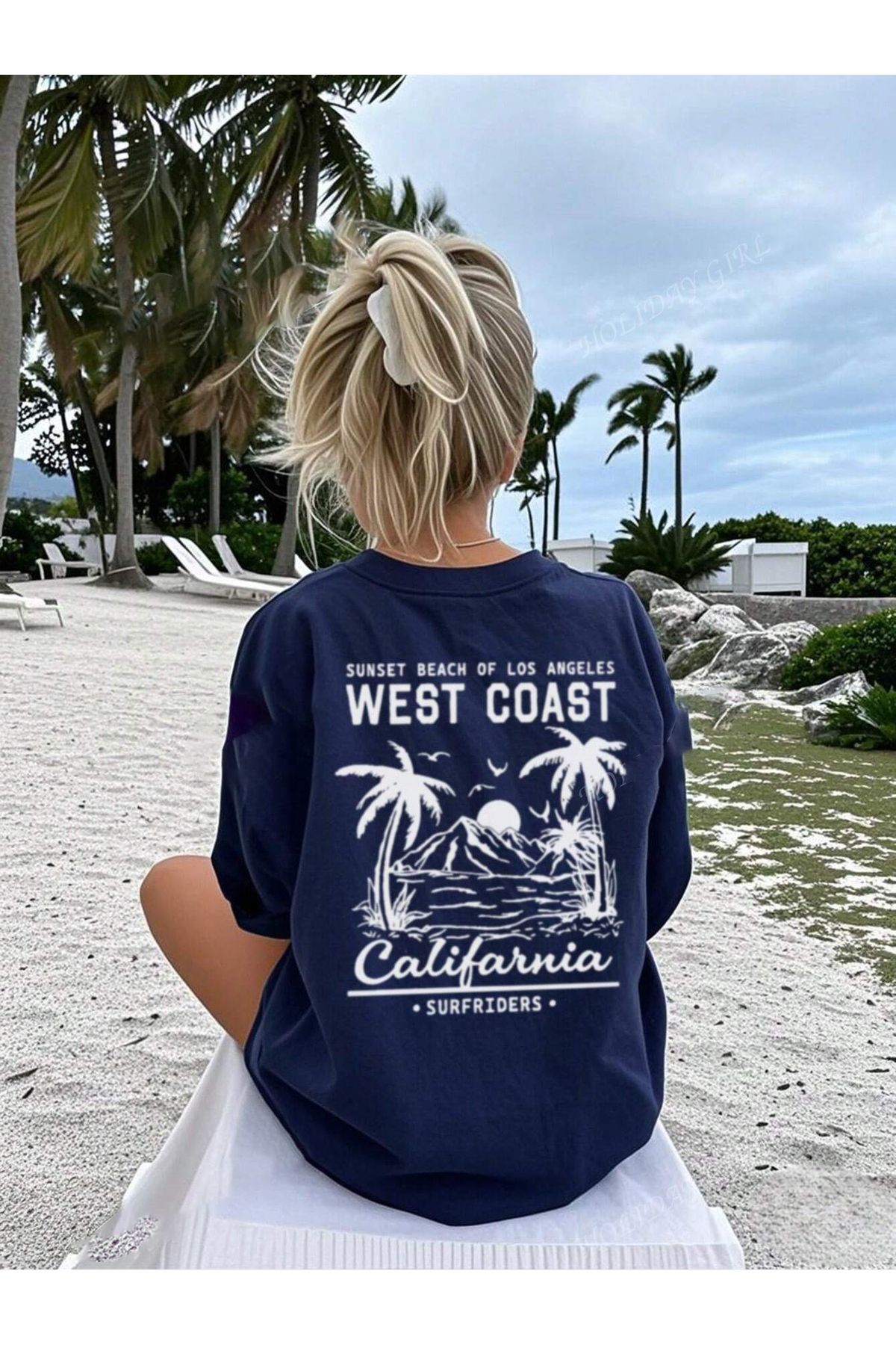 Let's Wear California Baskılı Bisiklet Yakalı Erkek Kadın Ve Erkek Çocuklar Için Tshirt