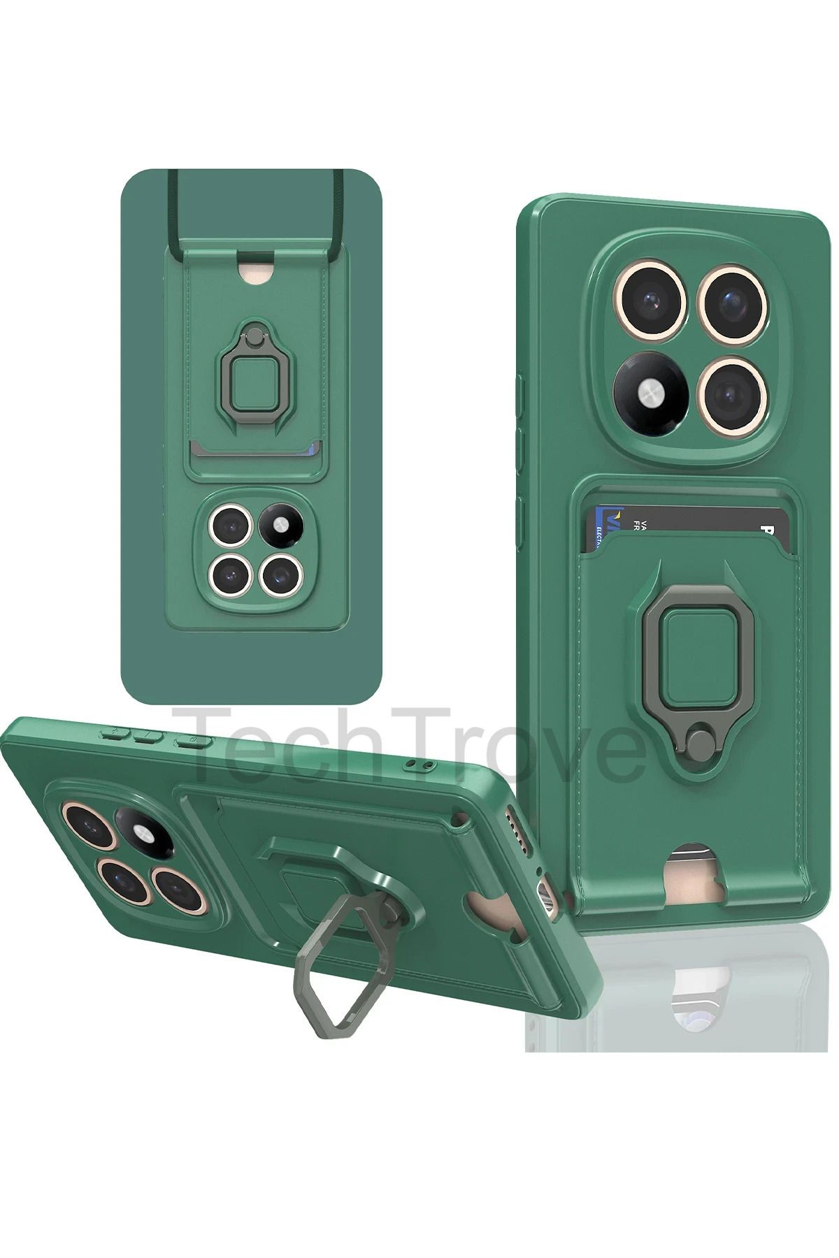 TechTrove Poco X7 Kılıf Kamera Koruma Sürgülü Kartvizitli Kartlıklı Standlı İpli Renkli Kapak