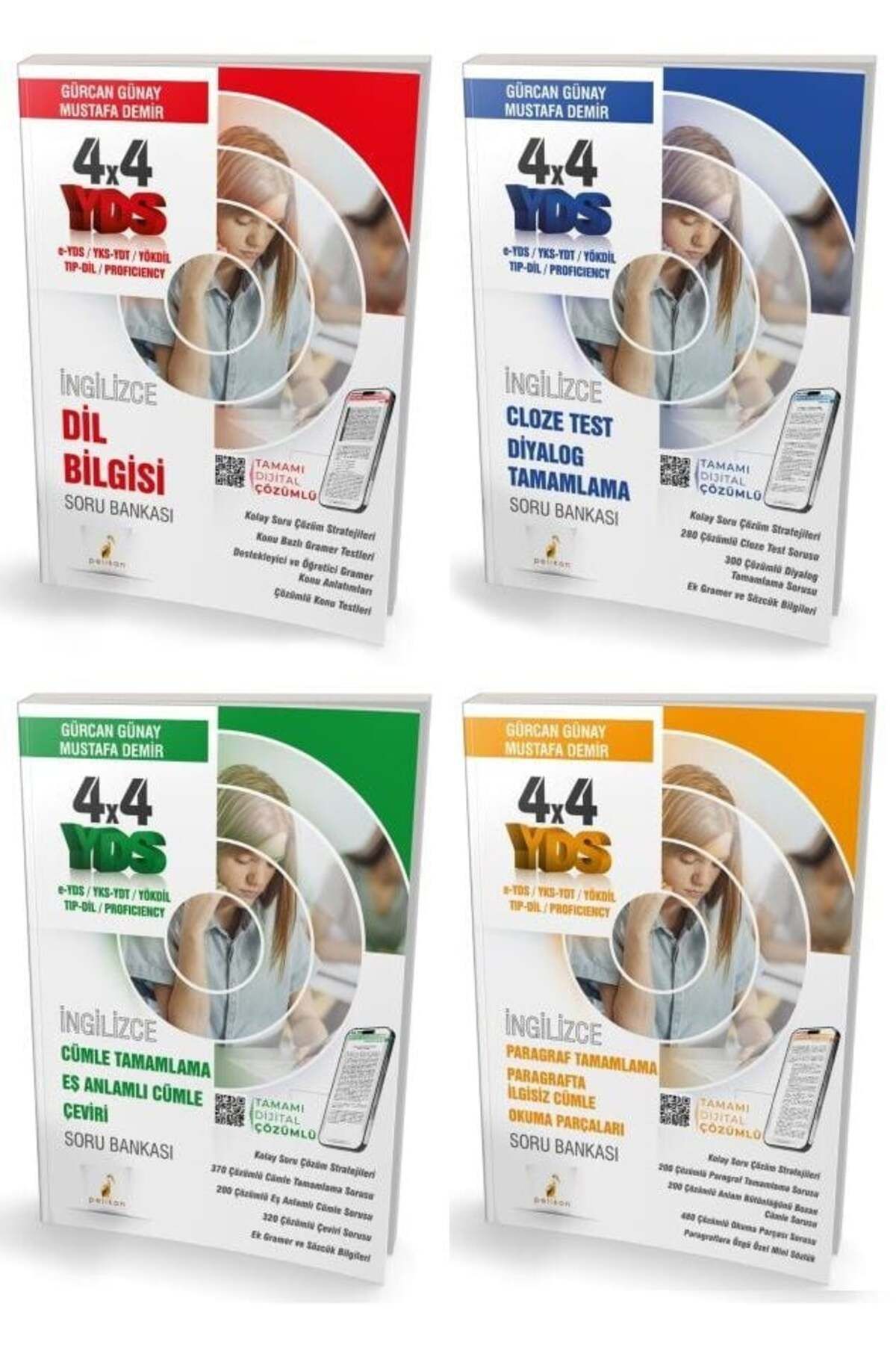 Makro Kitabevi Yayınları Pelikan Yeni YDS İngilizce 4x4 Soru Bankası 4 lü Set