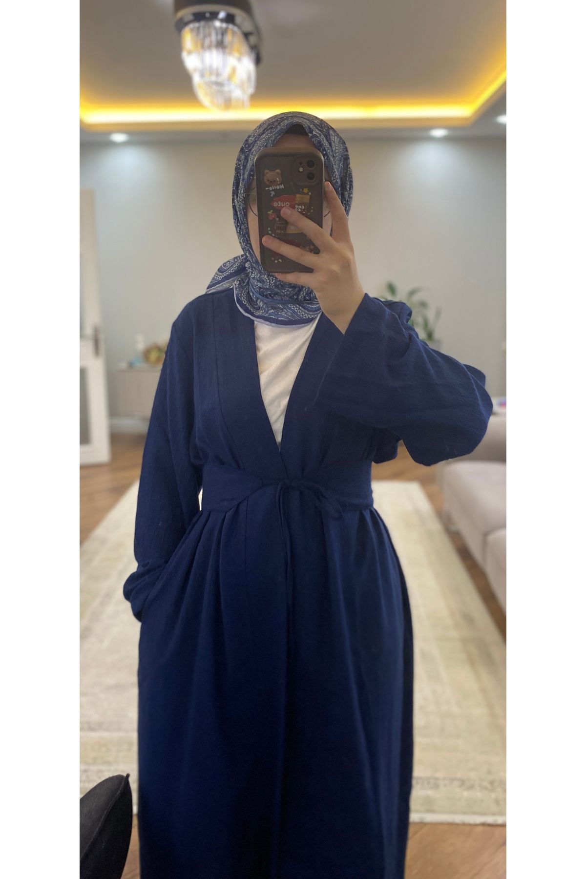 kimono KETEN KİMONO LACİVERT