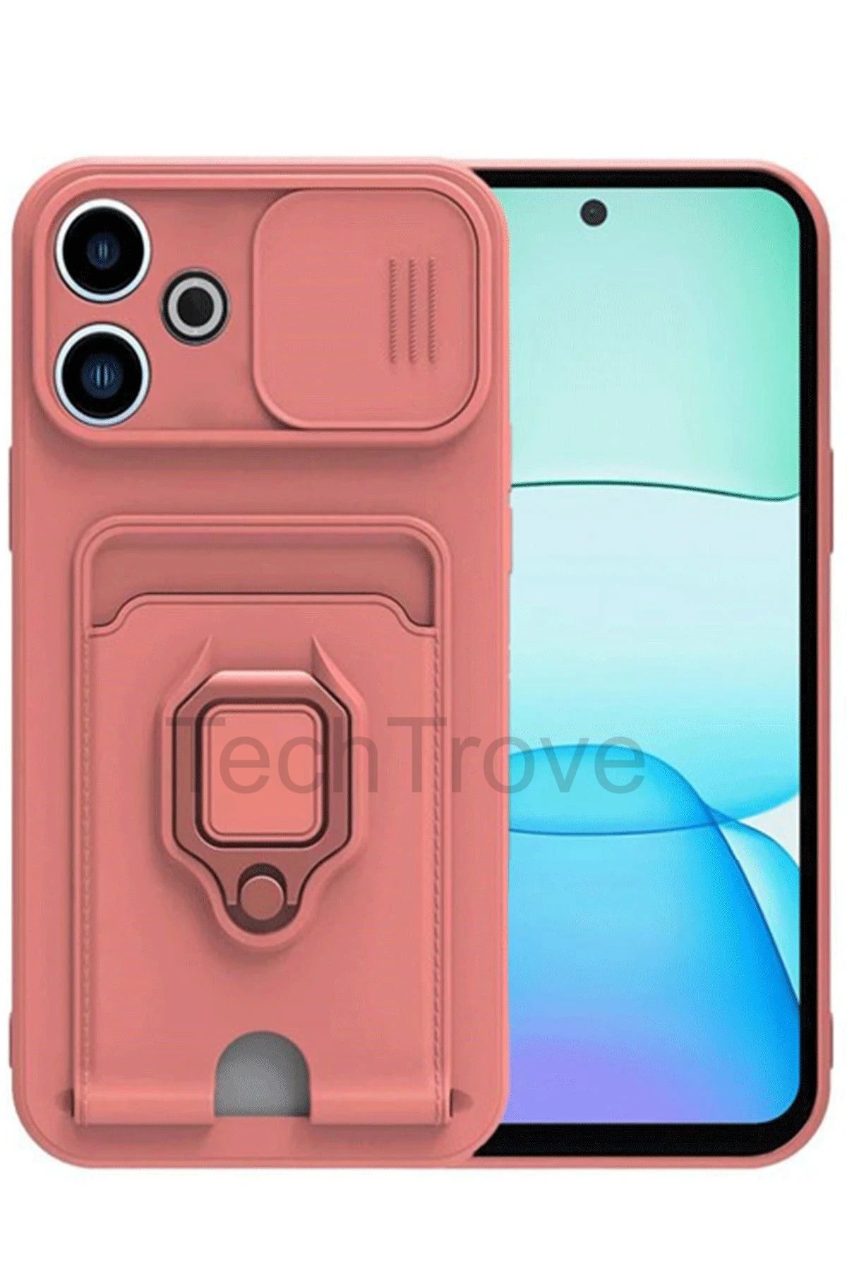TechTrove Xiaomi Redmi 13 4G Kılıf Kamera Koruma Sürgülü Kartvizitli Kartlıklı Standlı İpli Renkli Kapak