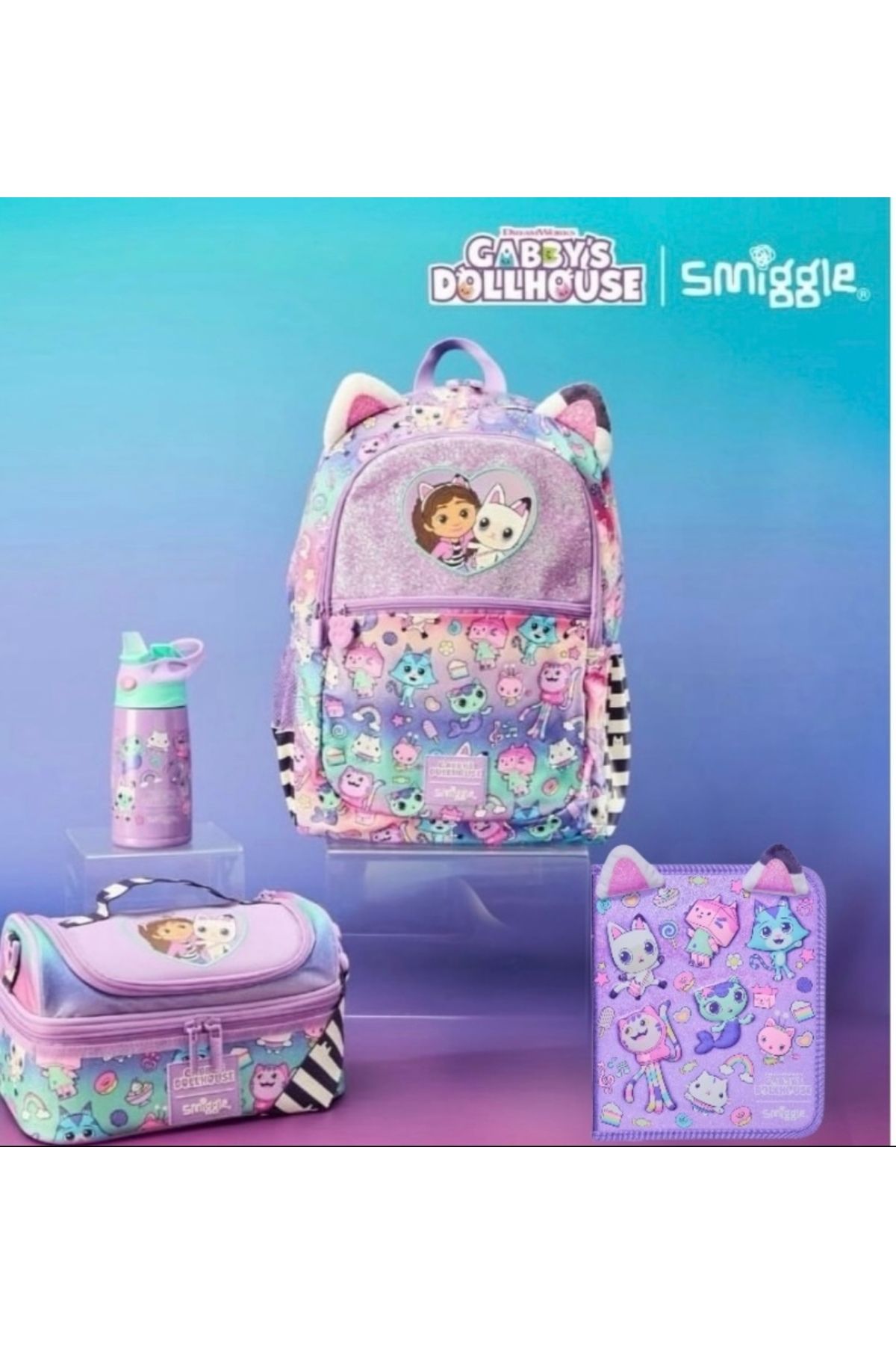 SMIGGLE Gabbys Dollhouse 4’Lü Okul Çanta Seti