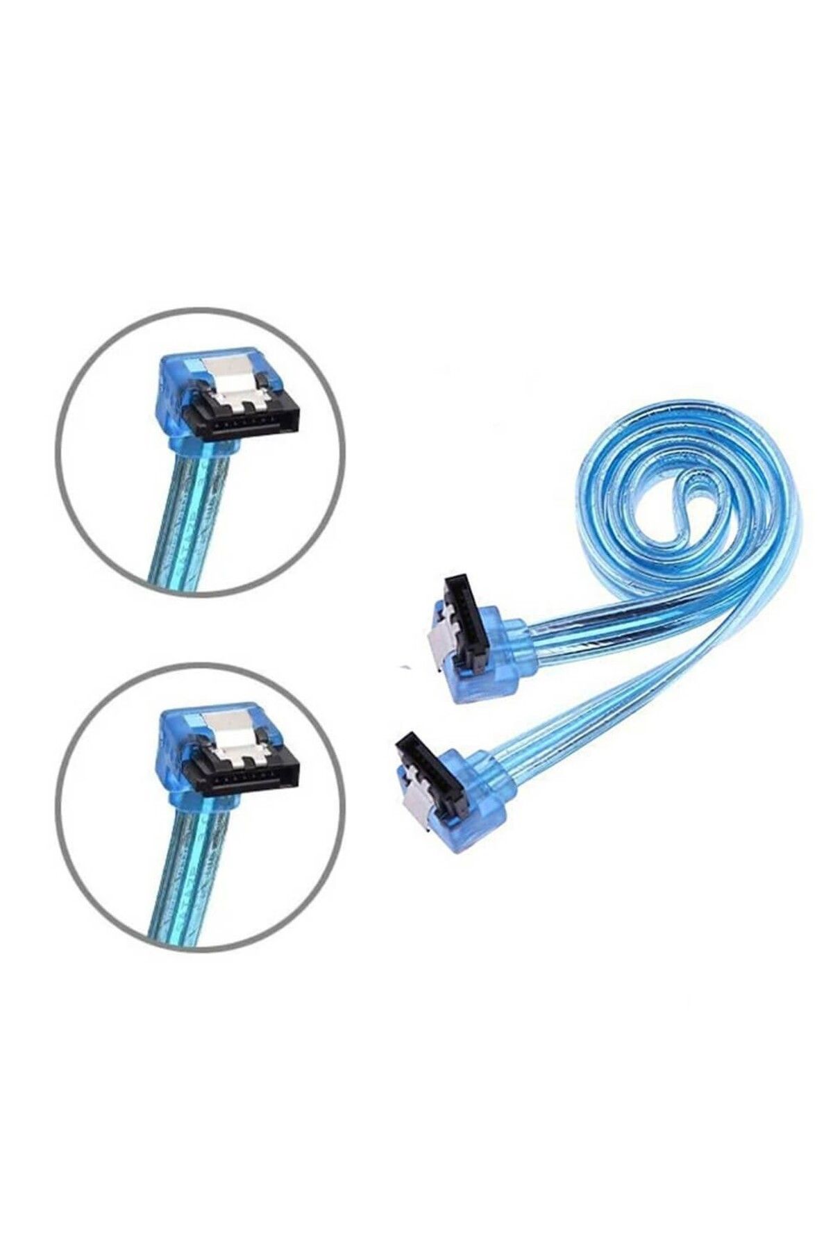 Koodmax 2 Adet - 50cm SATA 3.0 Data Kablosu - İki Ucu 90 Derece L Tipi HDD SSD Bağlantı Kablosu