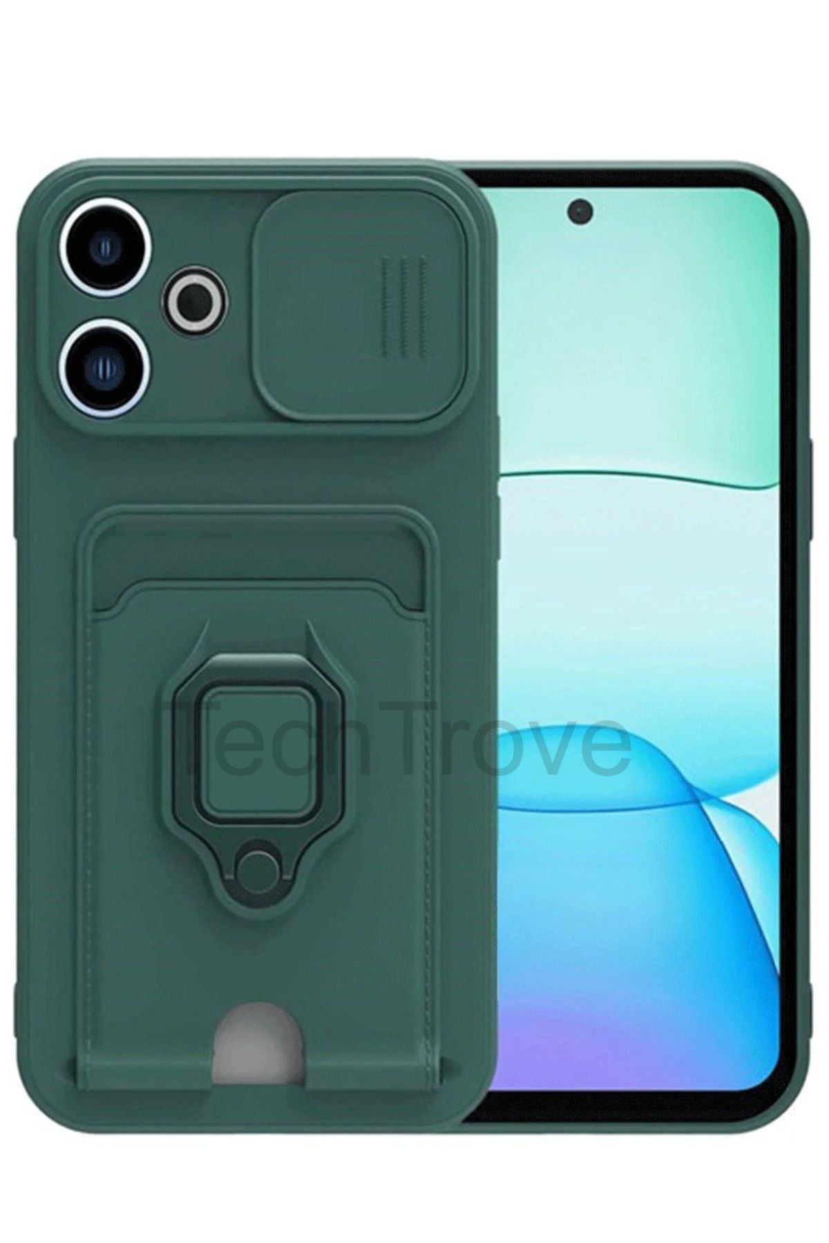 TechTrove Xiaomi Redmi 13 4G Kılıf Kamera Koruma Sürgülü Kartvizitli Kartlıklı Standlı İpli Renkli Kapak
