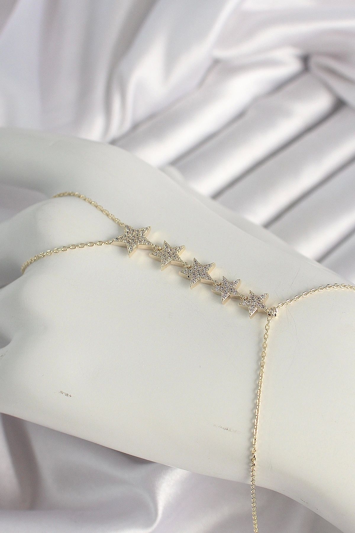 OurStyles Pirinç Gold Renk Zirkon Taşlı Yıldız Model Kadın Şahmeran - TJ-SN617