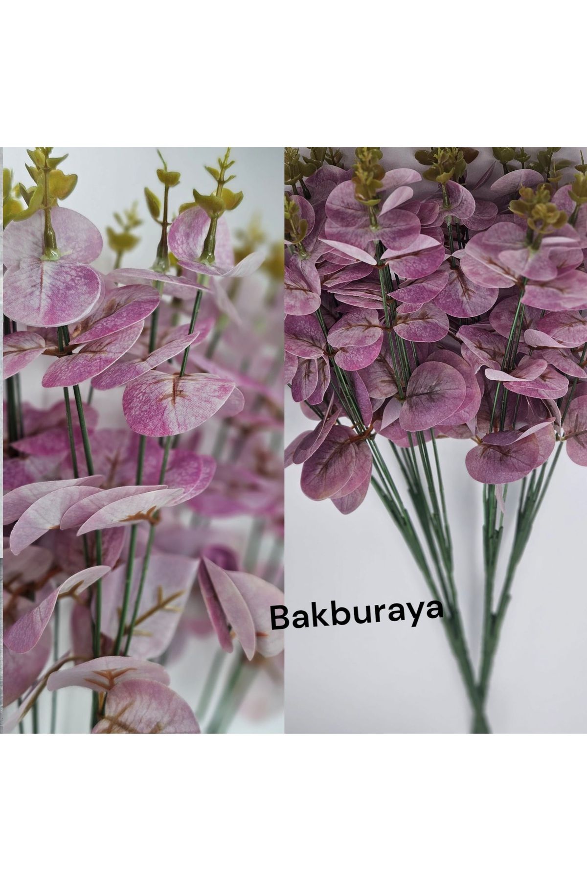 yapay çiçek evi Yapay 16 Dallı Lila Islak Okaliptus Bitkisi 47 Cm vazo saksı dekor süsü