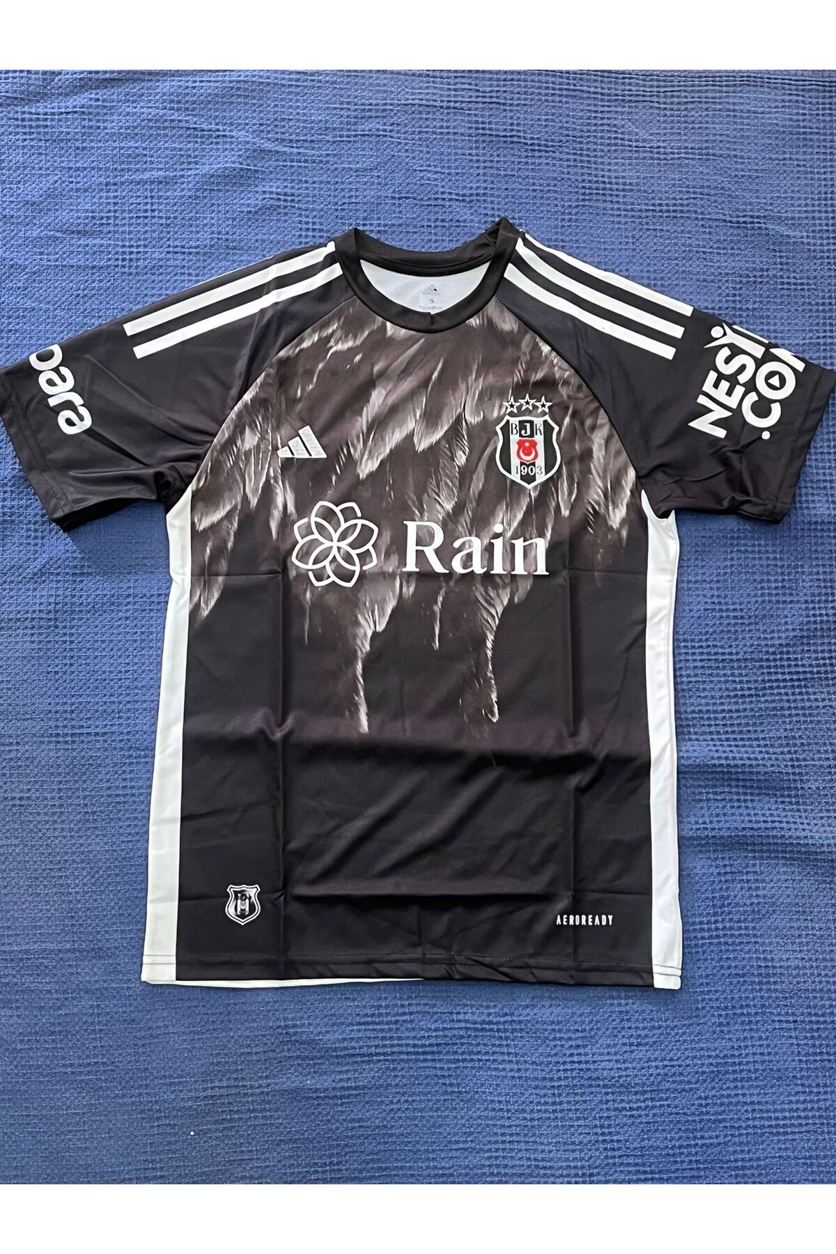 JANJON STAR Kartal Desenli Arkası Boş . B.e.ş.i.k./t.a.ş_\ Siyah Yetişkin Kısa Kol Forma