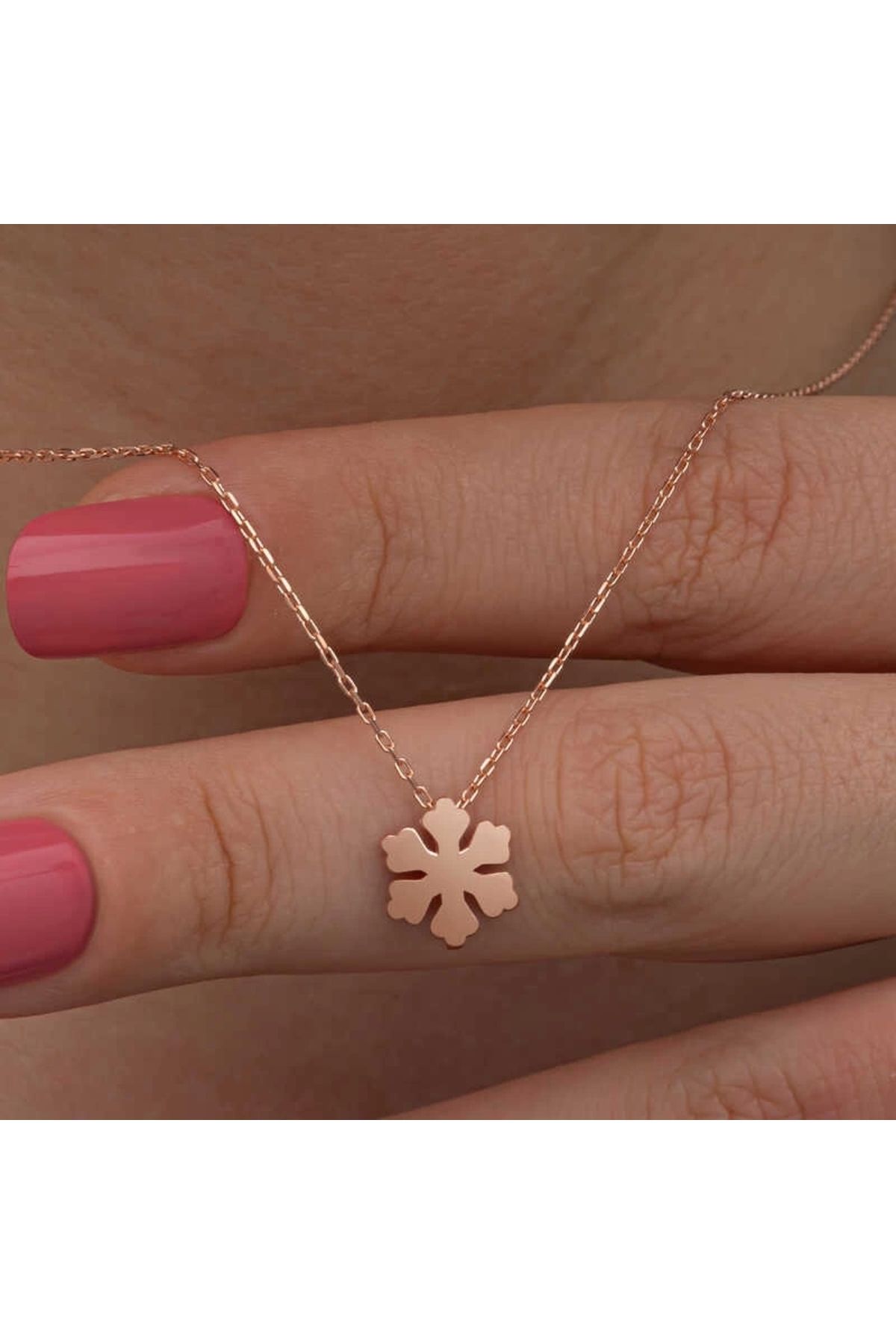 minaydan 925 Ayar Gümüş Rose Minimal Kar Tanesi Kadın Kolye