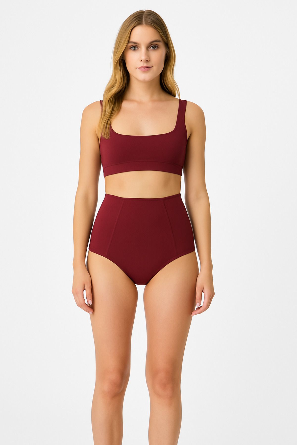 BRNCY Bordo SculptFit Yüksek Bel & Toparlayıcı & Şekillendirici Bikini Altı