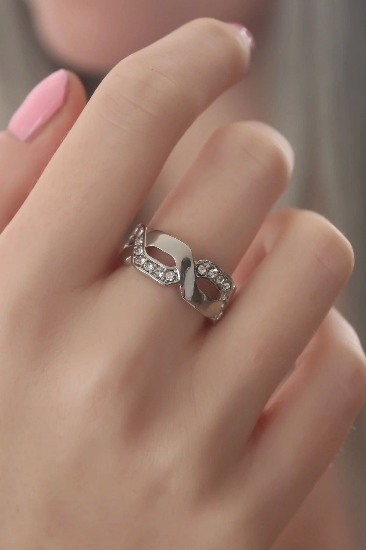 OurStyles Gümüş Renk Zirkon Taşlı Kadın Yüzük - TJ-BYK2426