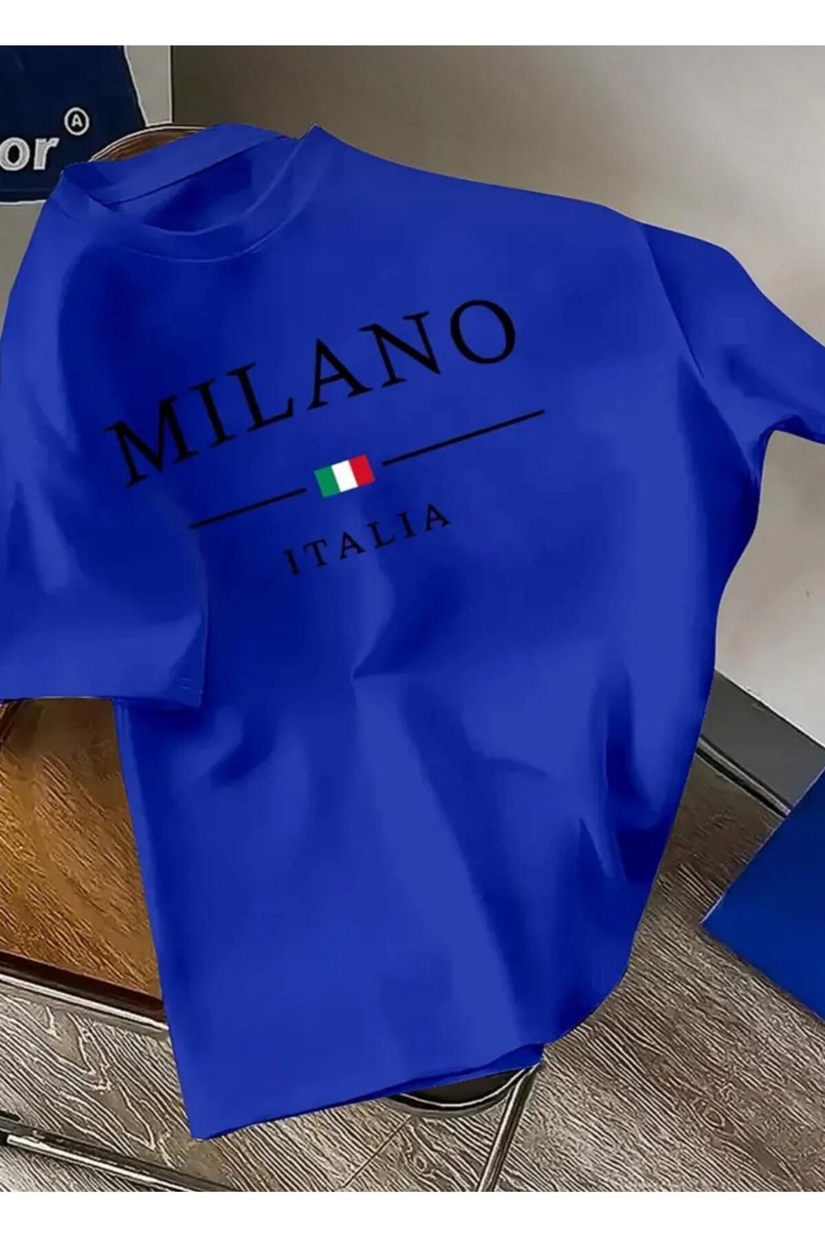 Man Milano Baskılı Raglan Kol Oversize T-Shirt