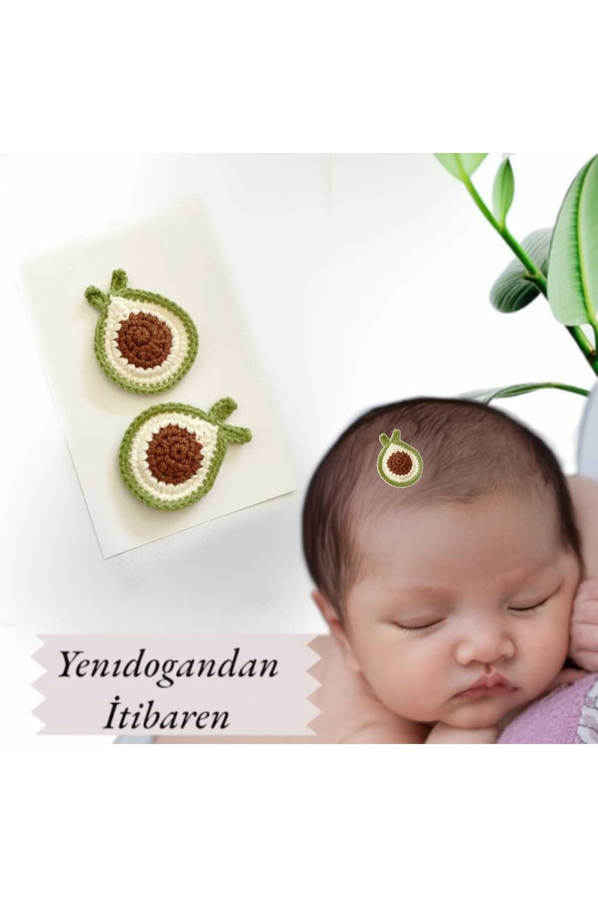 Kadın Girişimciler Atölyesi İlk Tokam Avokado Yenidoğan Bebek Tokası %100 Doğal 2'li Az Saçlı Bebek Tokası Uzun Ömürlü Klips